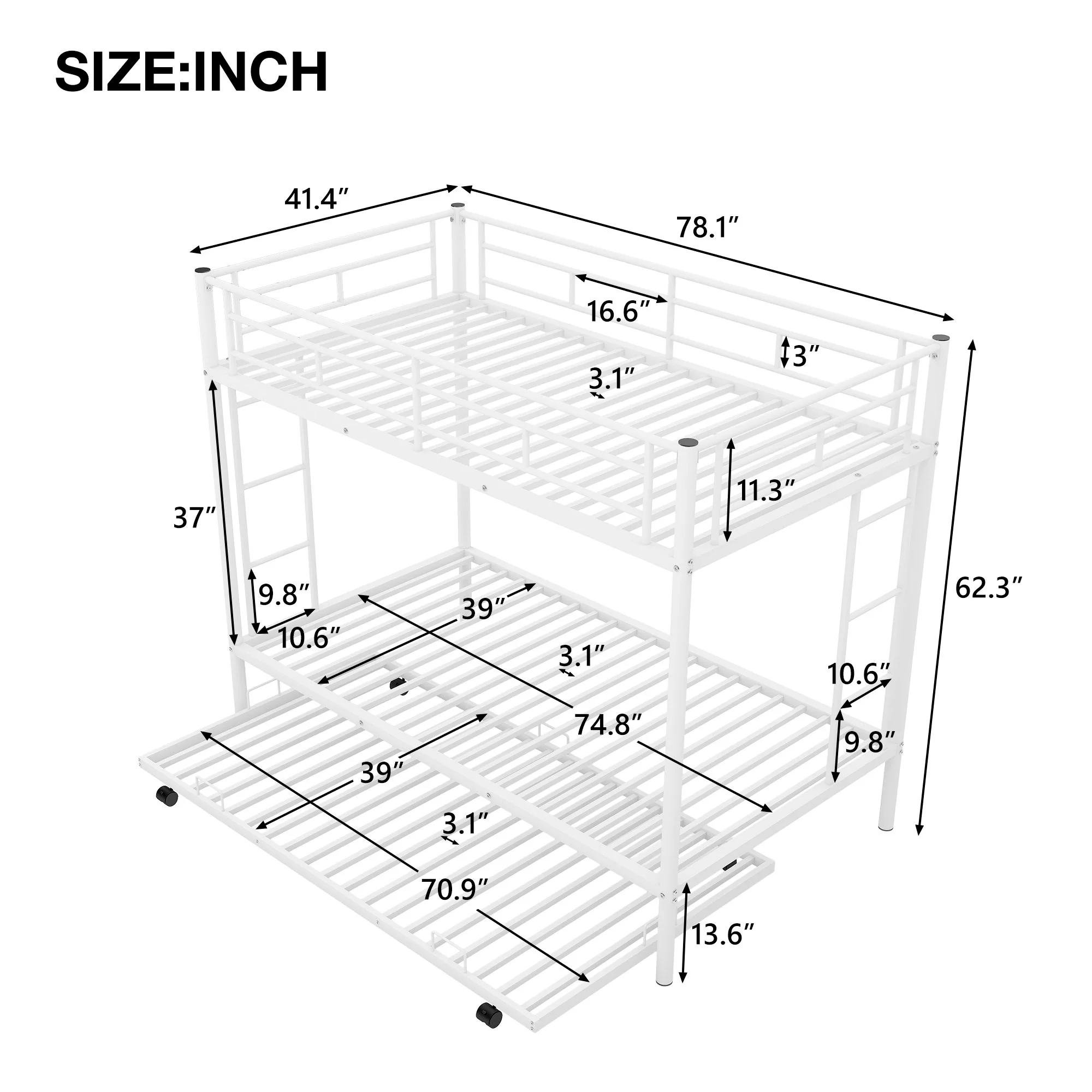 Twin Over Twin Bunk Bed With Trundle - Image 6