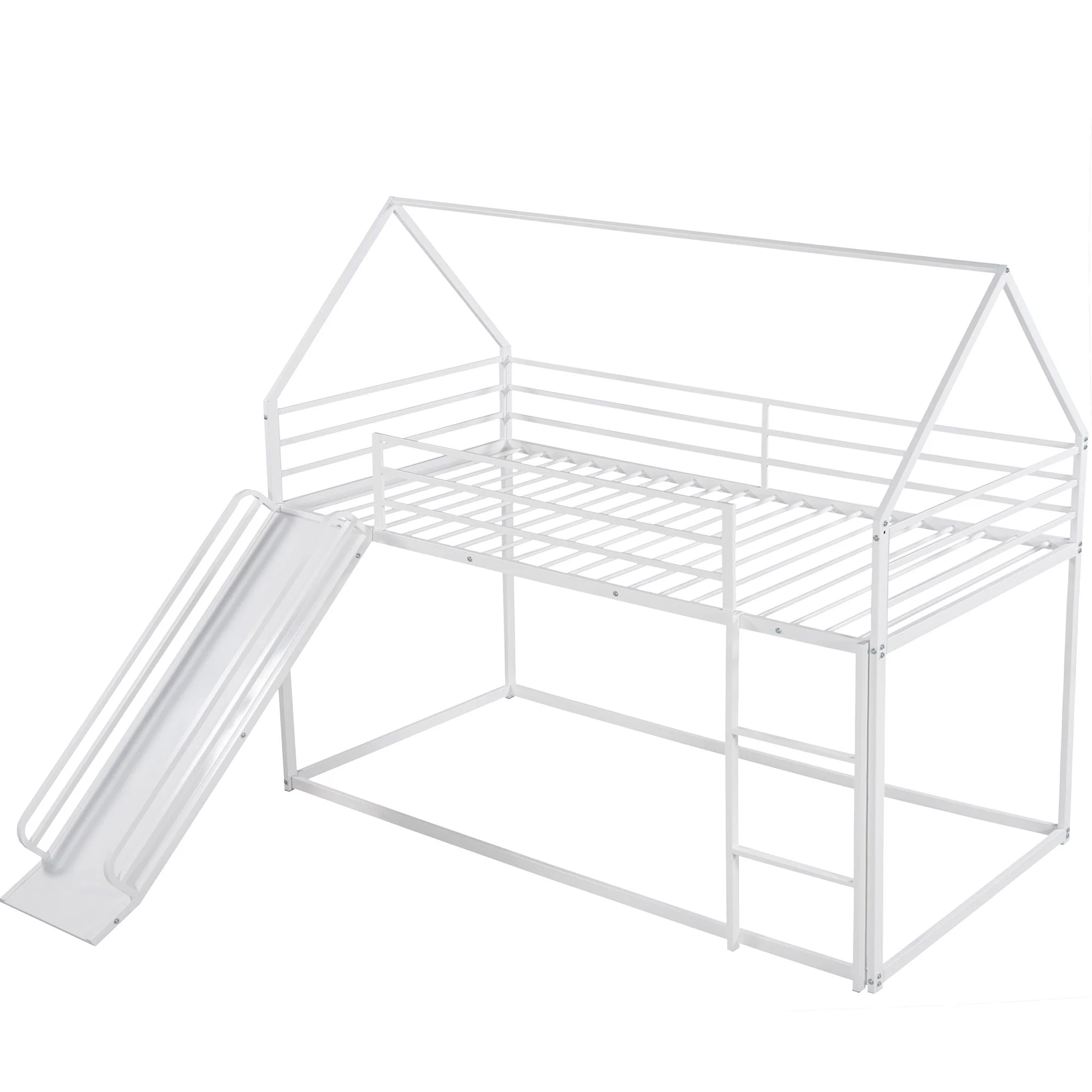 Twin Over Twin House Bunk Bed With Ladder And Slide - Image 13