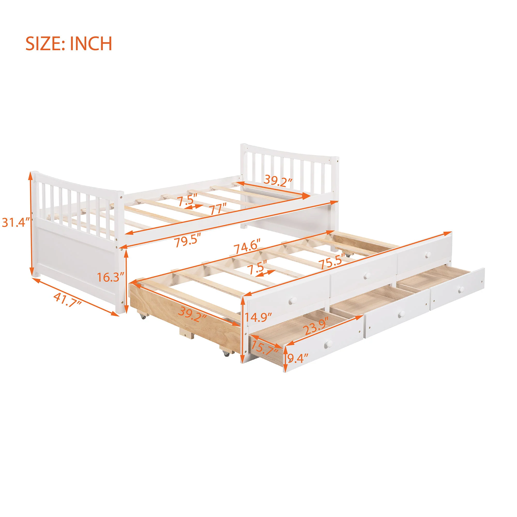 Twin Size Daybed With Trundle And Drawers - Image 13