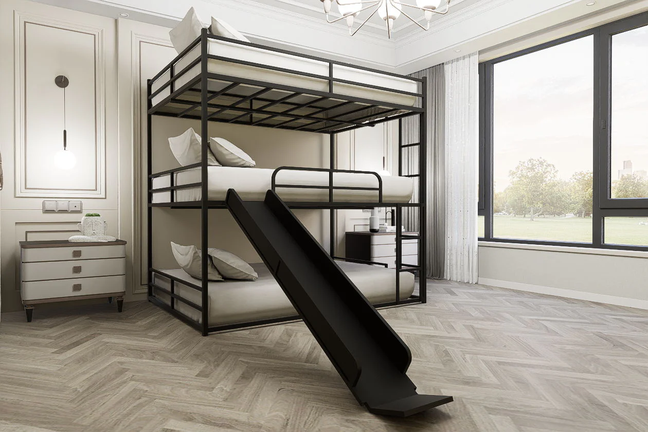 Twin Size House Loft Bed With Slide And Ladder - Black - Image 9