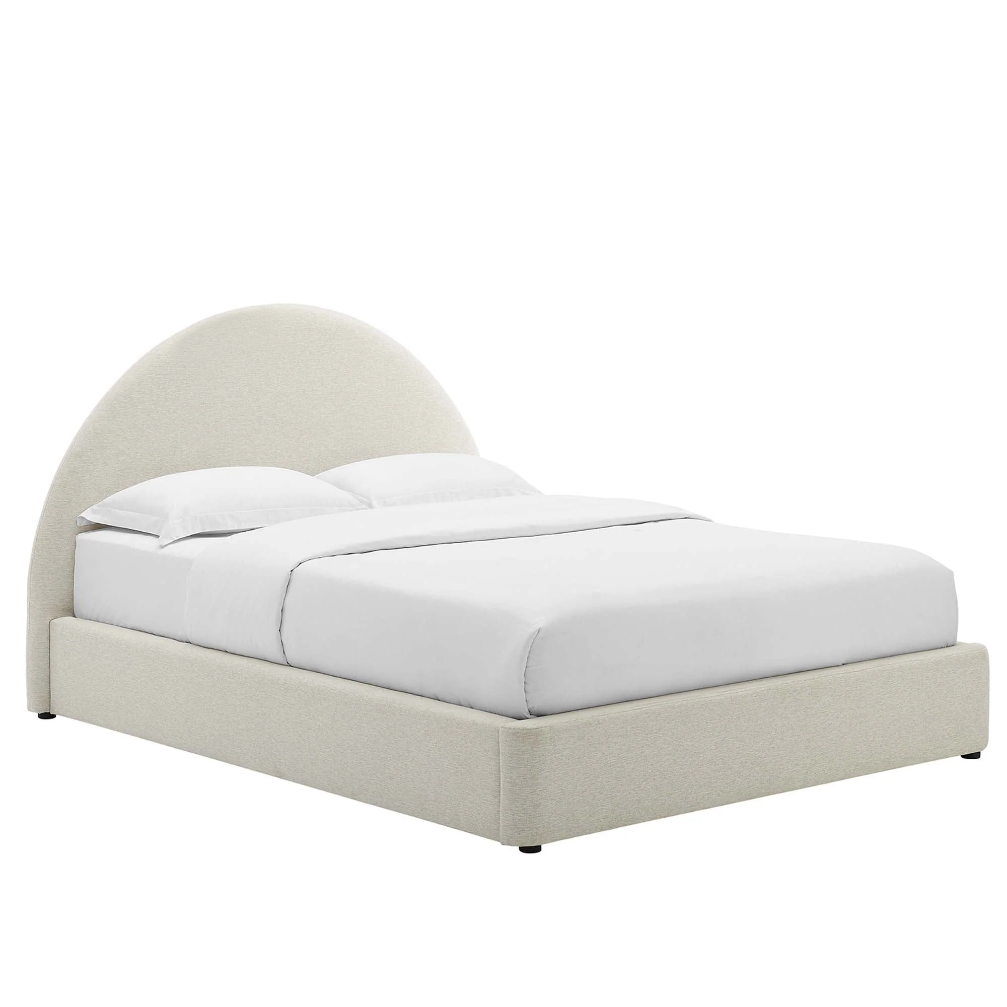 Upholstered Arched Platform Bed with Heathered Fabric - Image 46