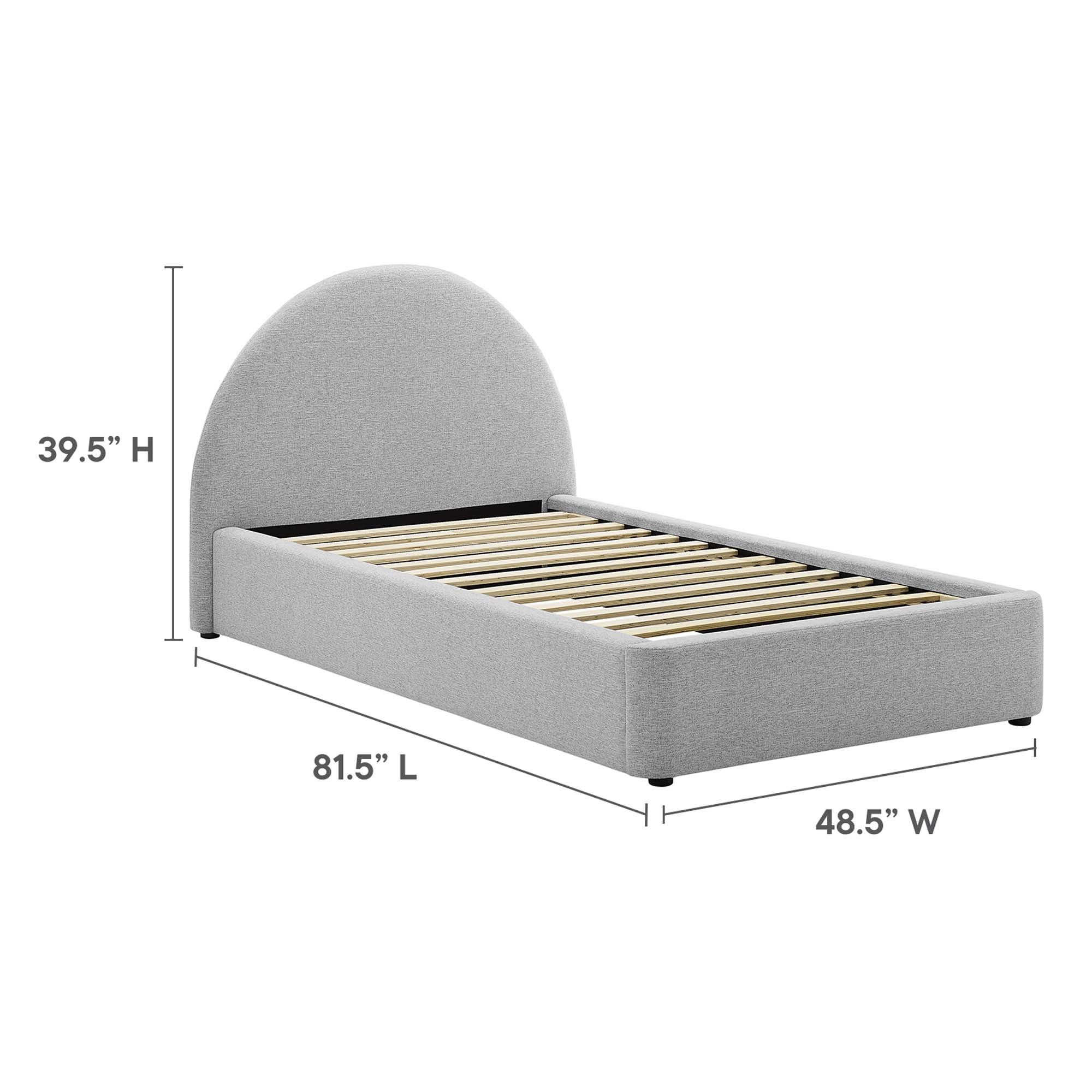 Upholstered Arched Platform Bed with Heathered Fabric - Image 8
