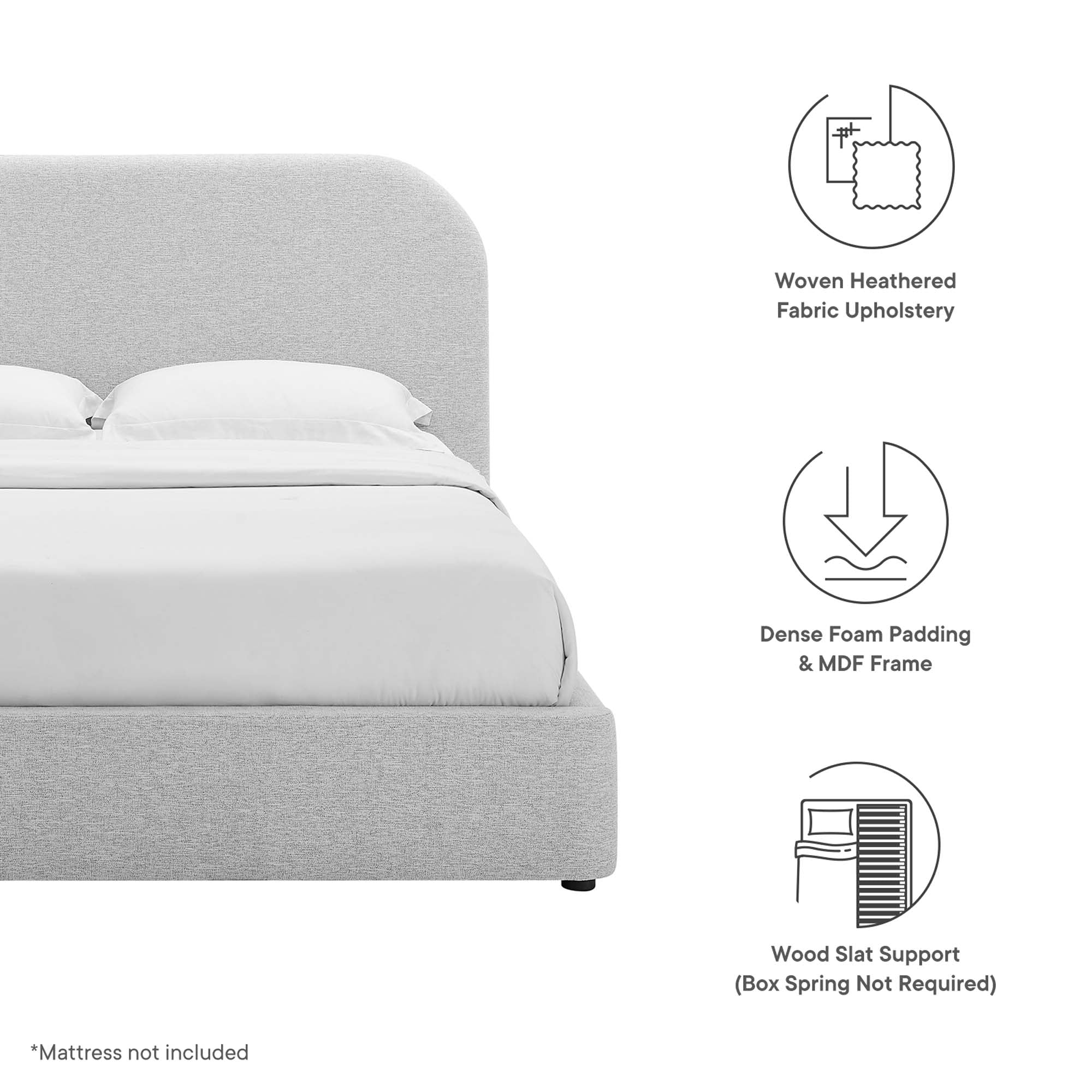 Upholstered Curved Platform Bed with Heathered Fabric - Image 22