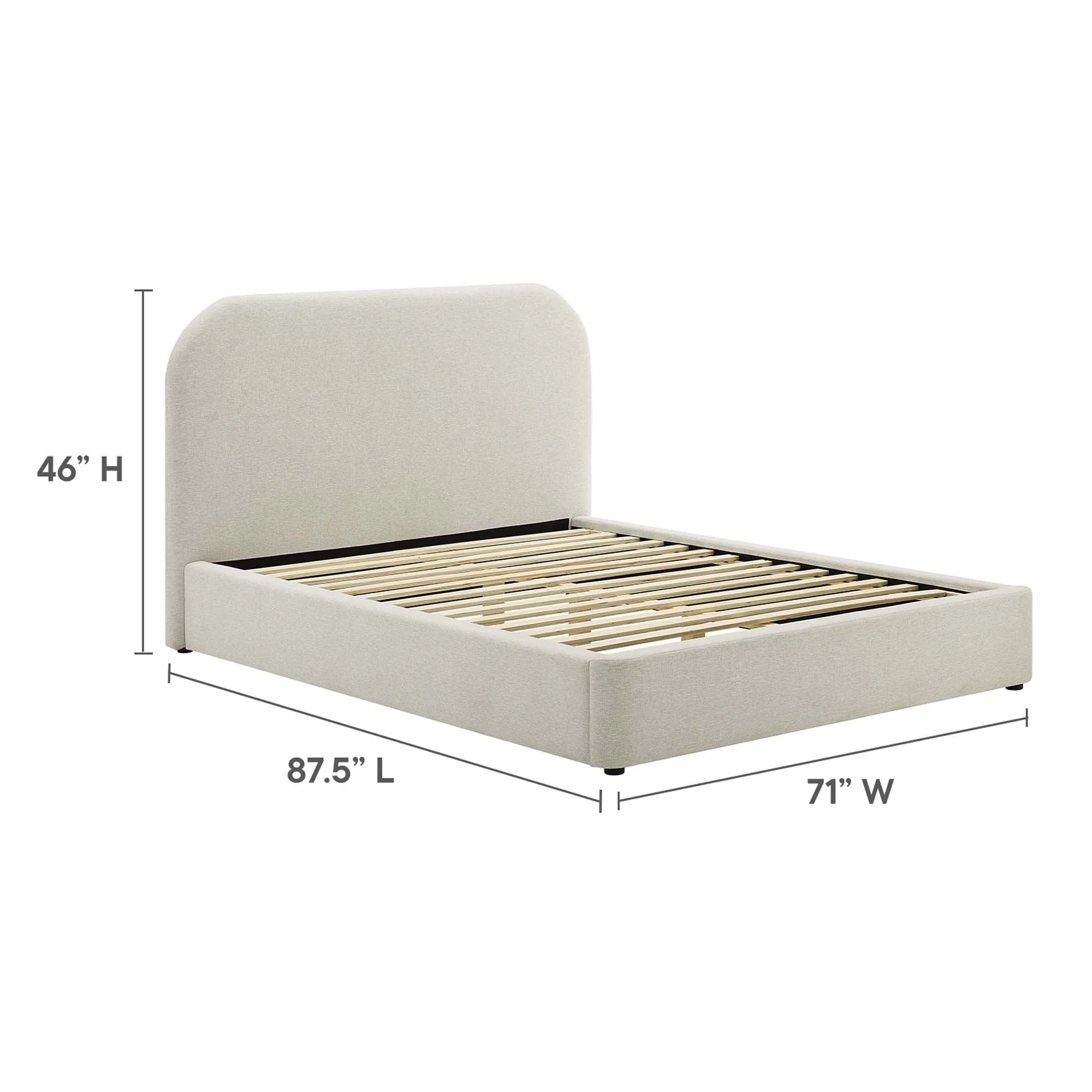 Upholstered Curved Platform Bed with Heathered Fabric - Image 33