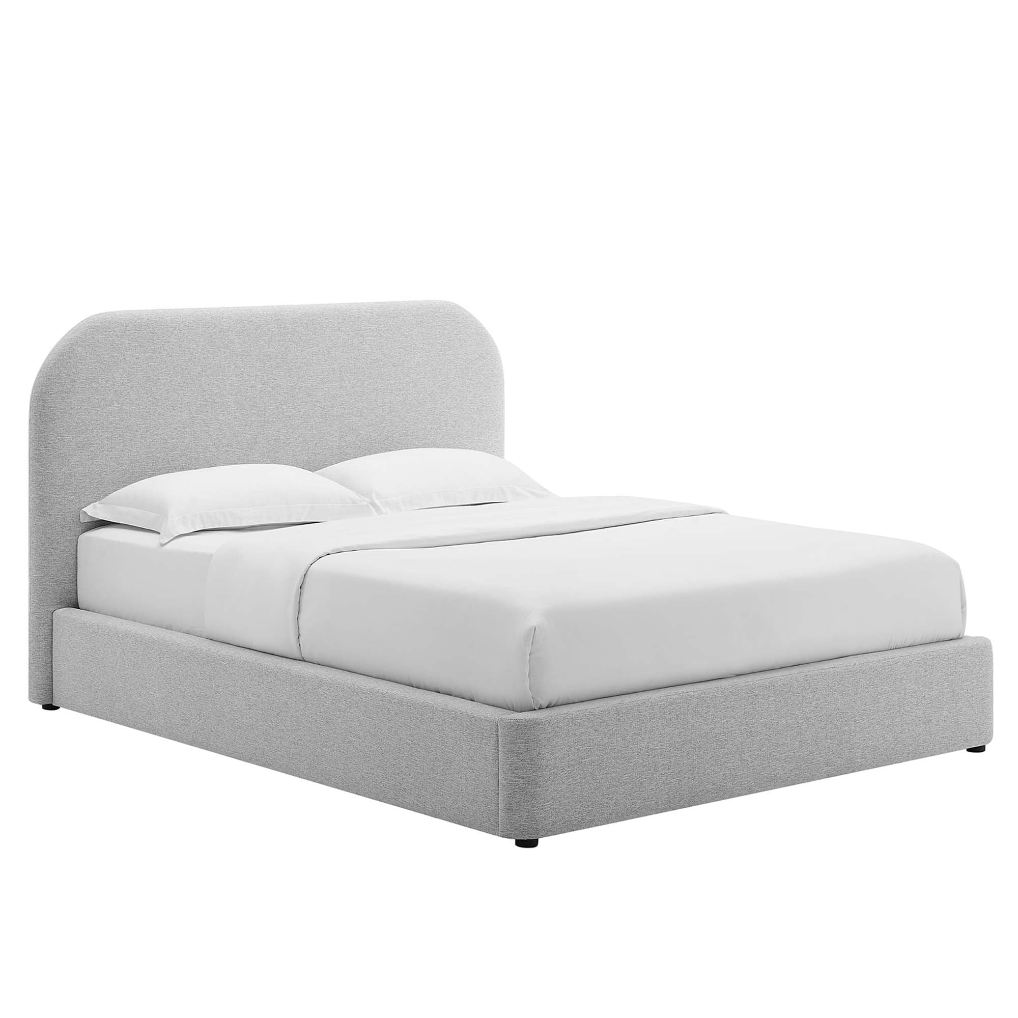 Upholstered Curved Platform Bed with Heathered Fabric - Image 36