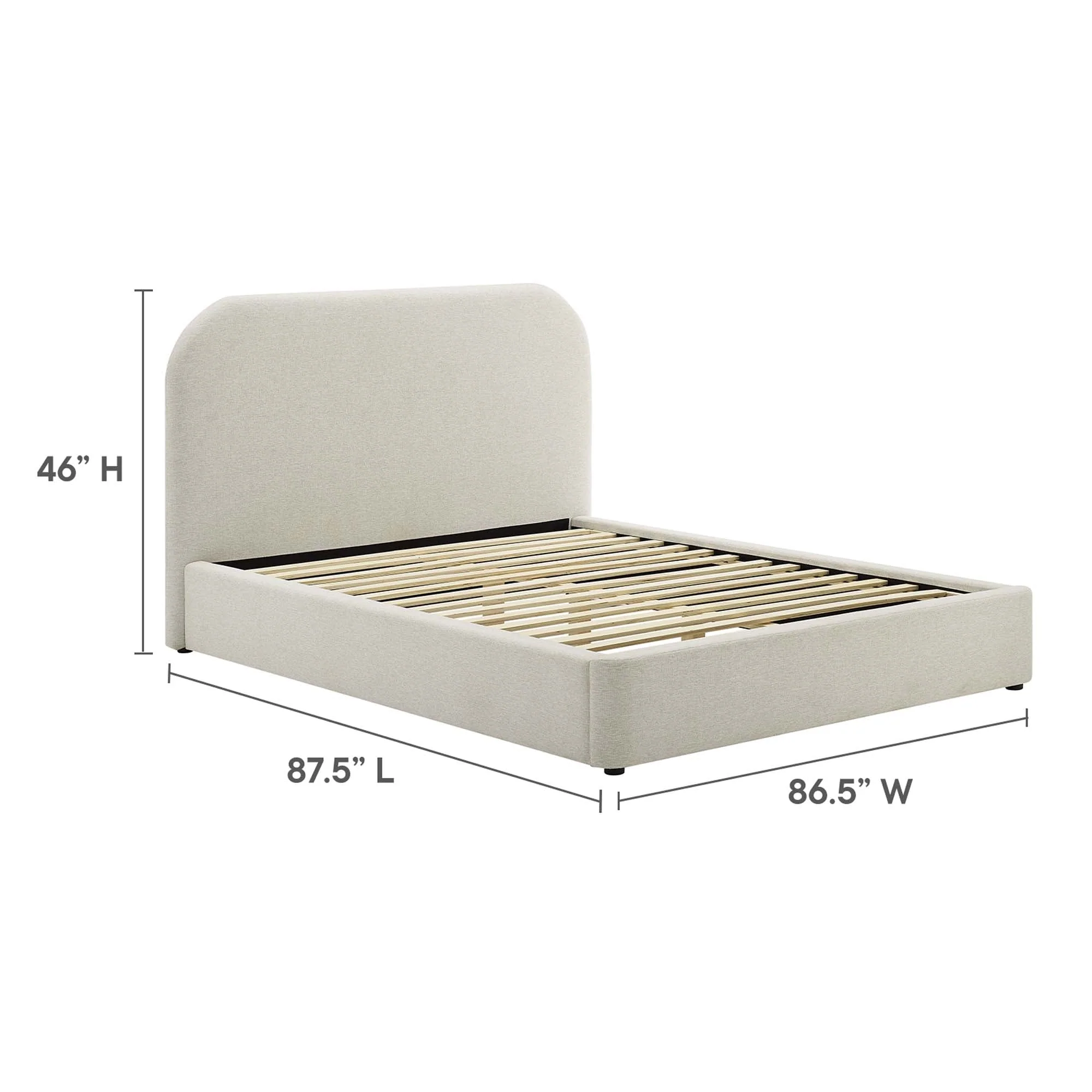 Upholstered Curved Platform Bed with Heathered Fabric - Image 48
