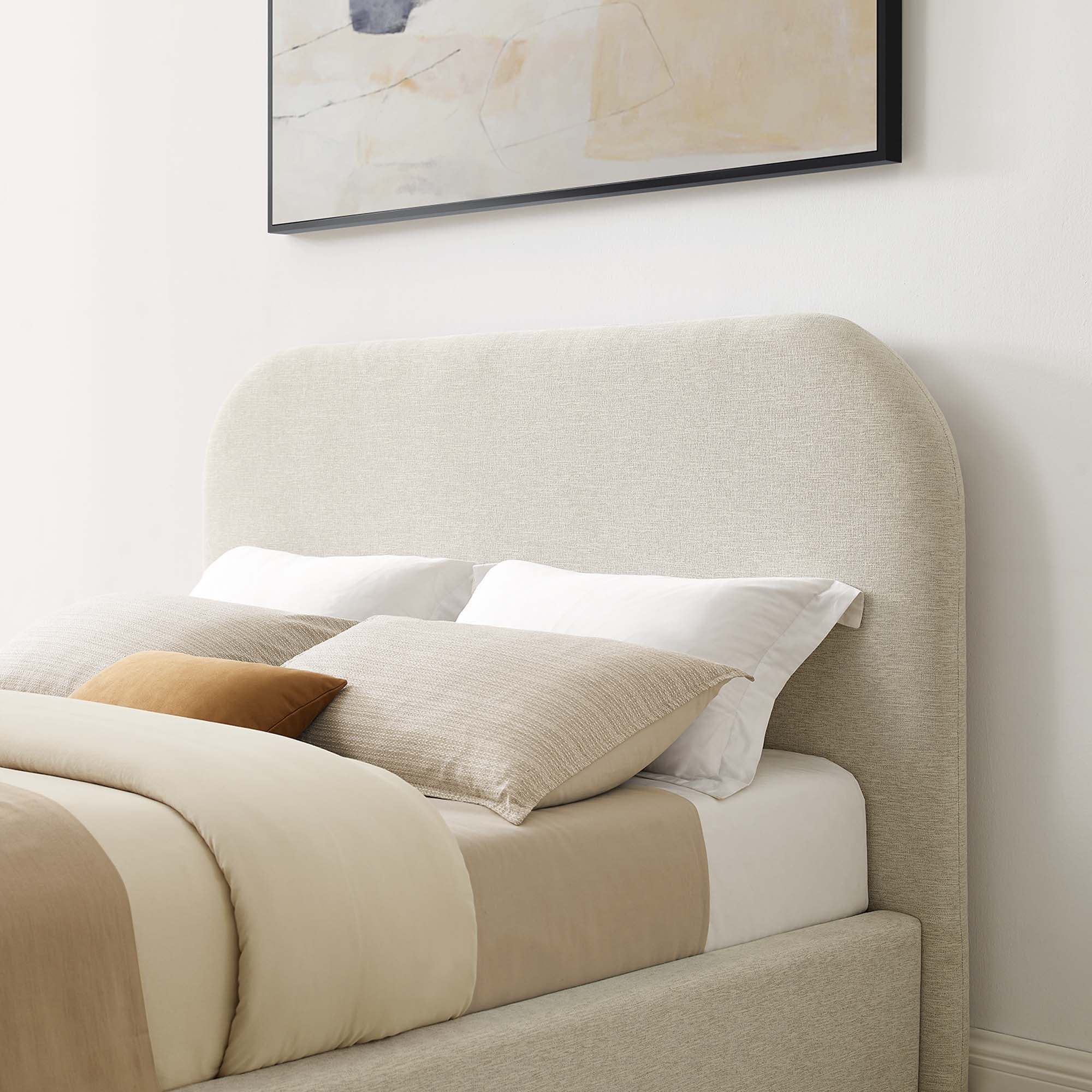 Upholstered Curved Platform Bed with Heathered Fabric - Image 49