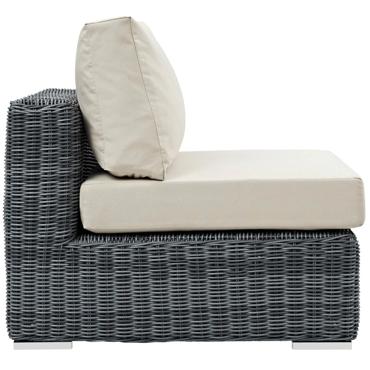 Two-Tone Wicker Armless Outdoor Sectional Chair for Patio and Garden Seating - Image 14