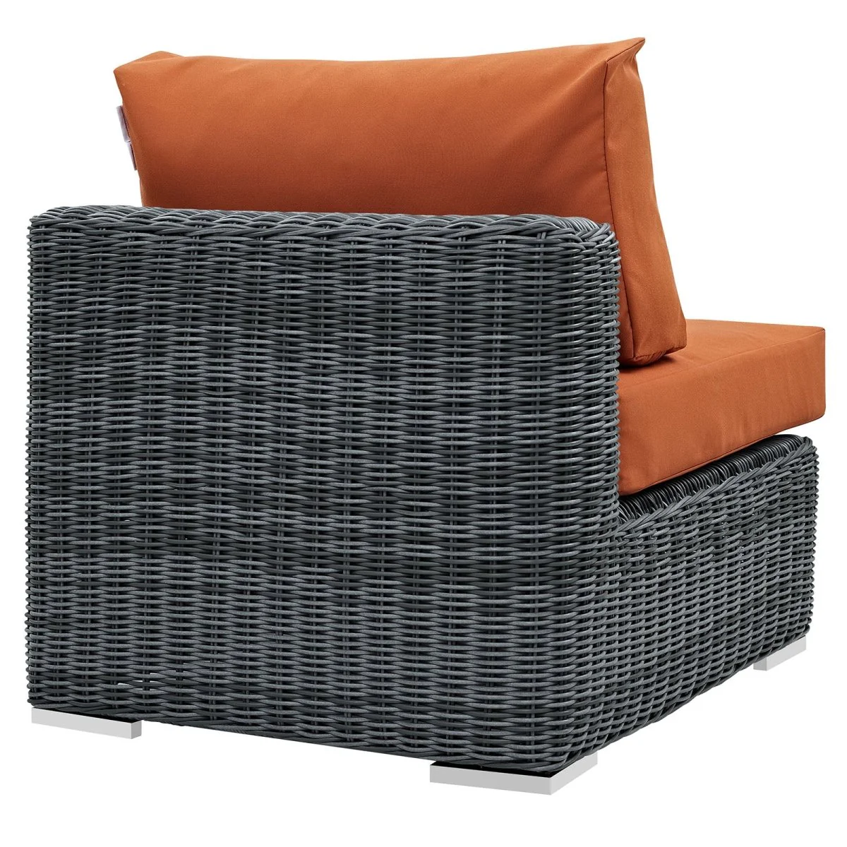 Two-Tone Wicker Armless Outdoor Sectional Chair for Patio and Garden Seating - Image 3