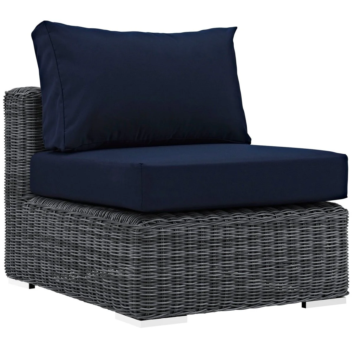 Two-Tone Wicker Armless Outdoor Sectional Chair for Patio and Garden Seating - Image 7