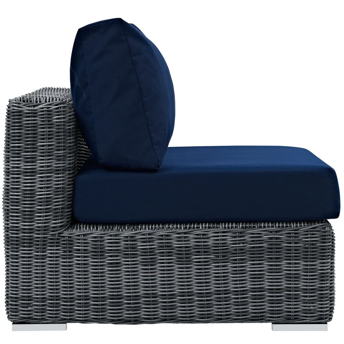 Two-Tone Wicker Armless Outdoor Sectional Chair for Patio and Garden Seating - Image 8