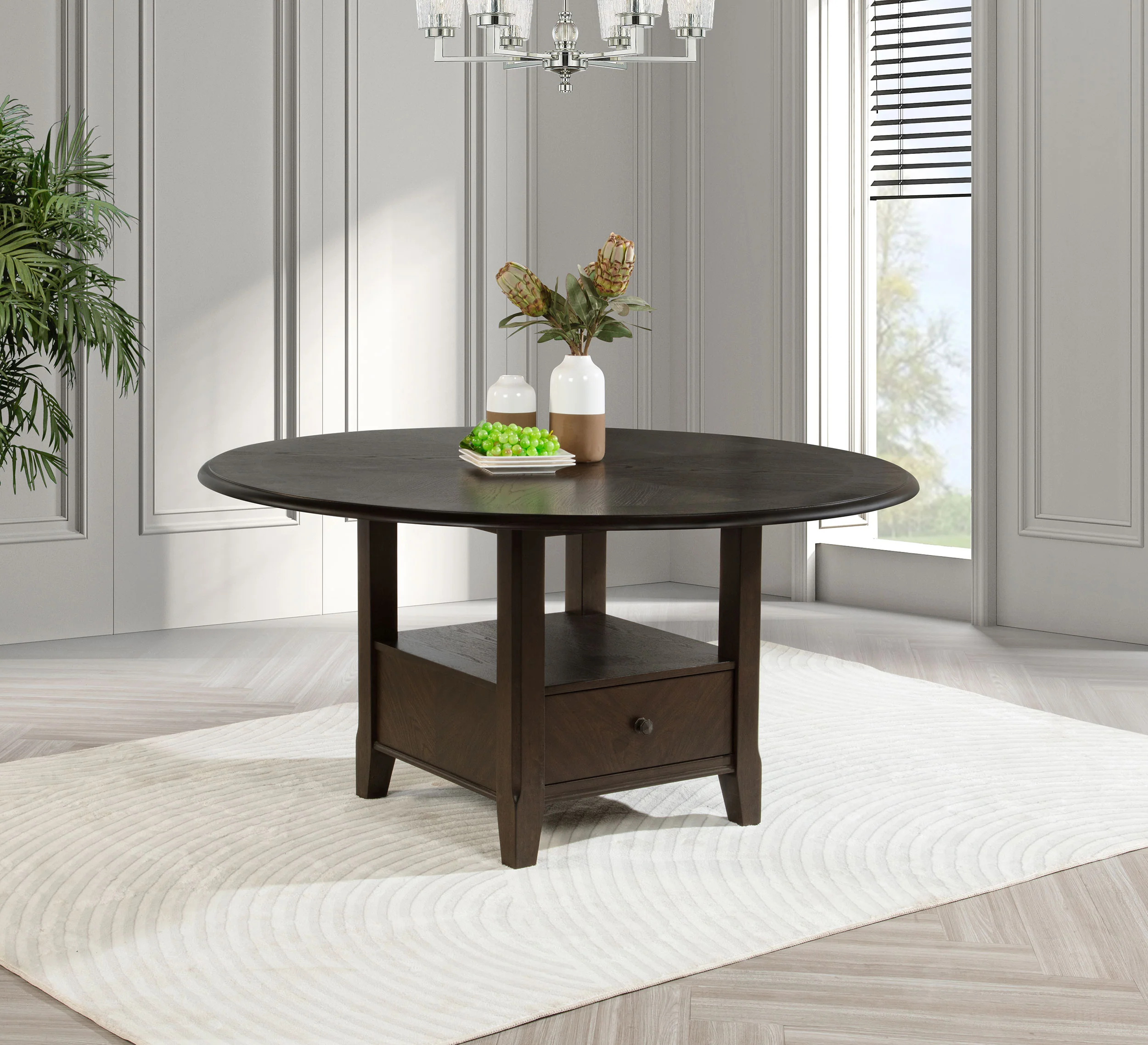 Twyla 60-Inch Round Dining Table Dark Cocoa - Image 3