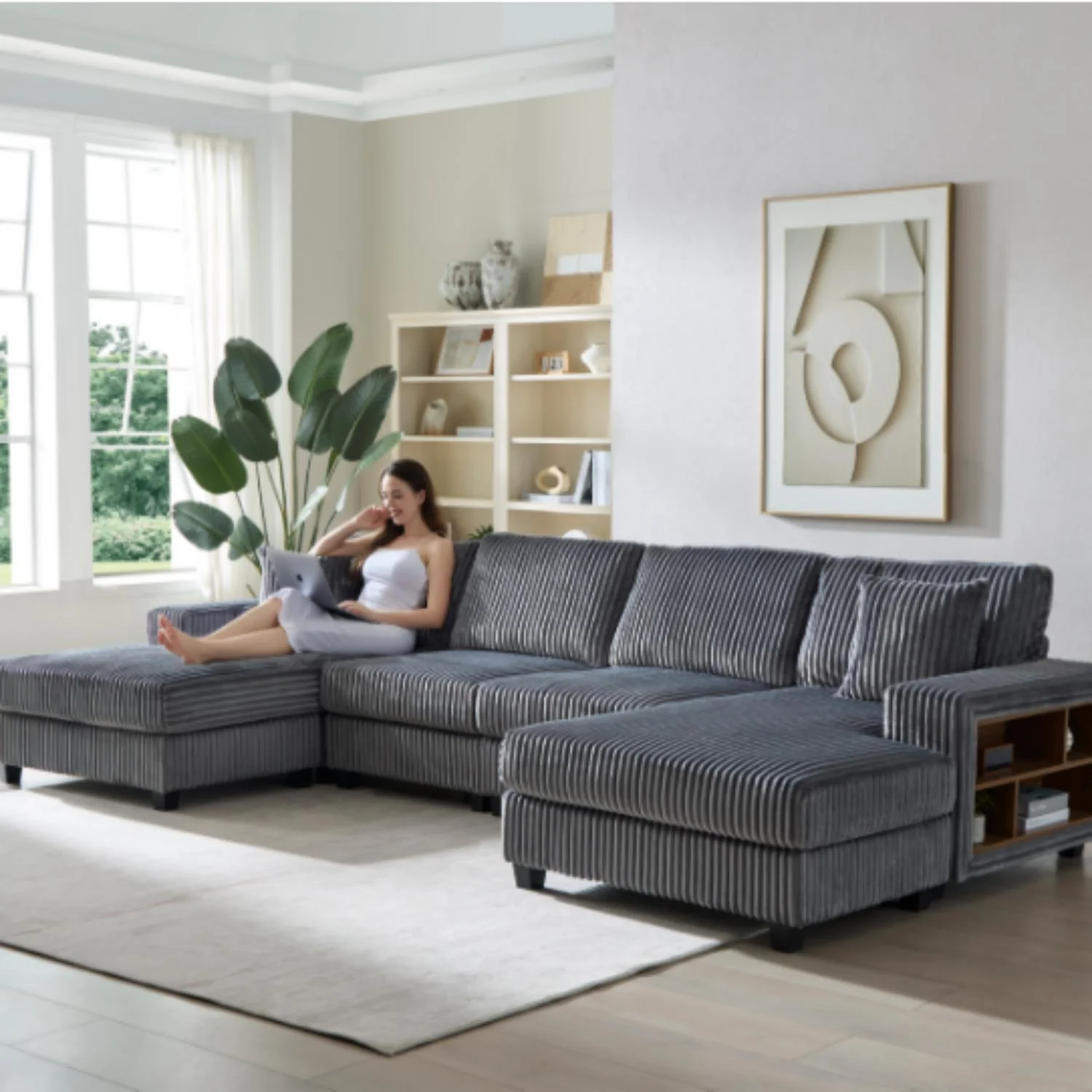 U-Shaped Convertible Sofa, 4 Seater Large Living Room Lounge - Image 22