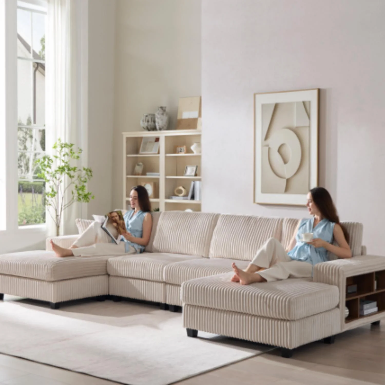 U-Shaped Convertible Sofa, 4 Seater Large Living Room Lounge - Image 27