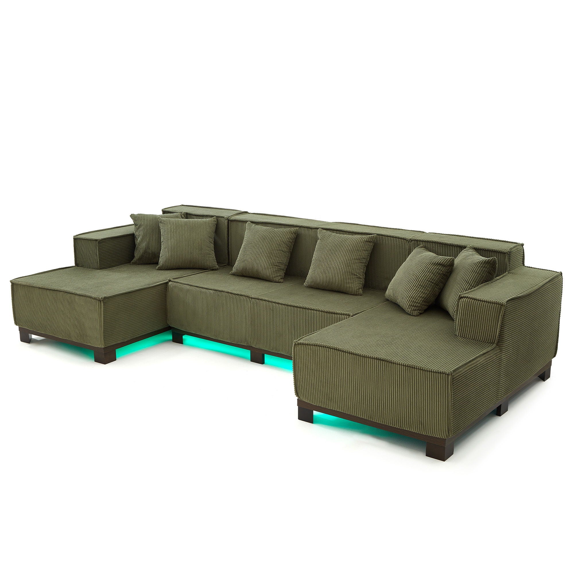 U-Shaped Sectional Sofa With RGB LED Light Strip And 6 Pillows - Image 22