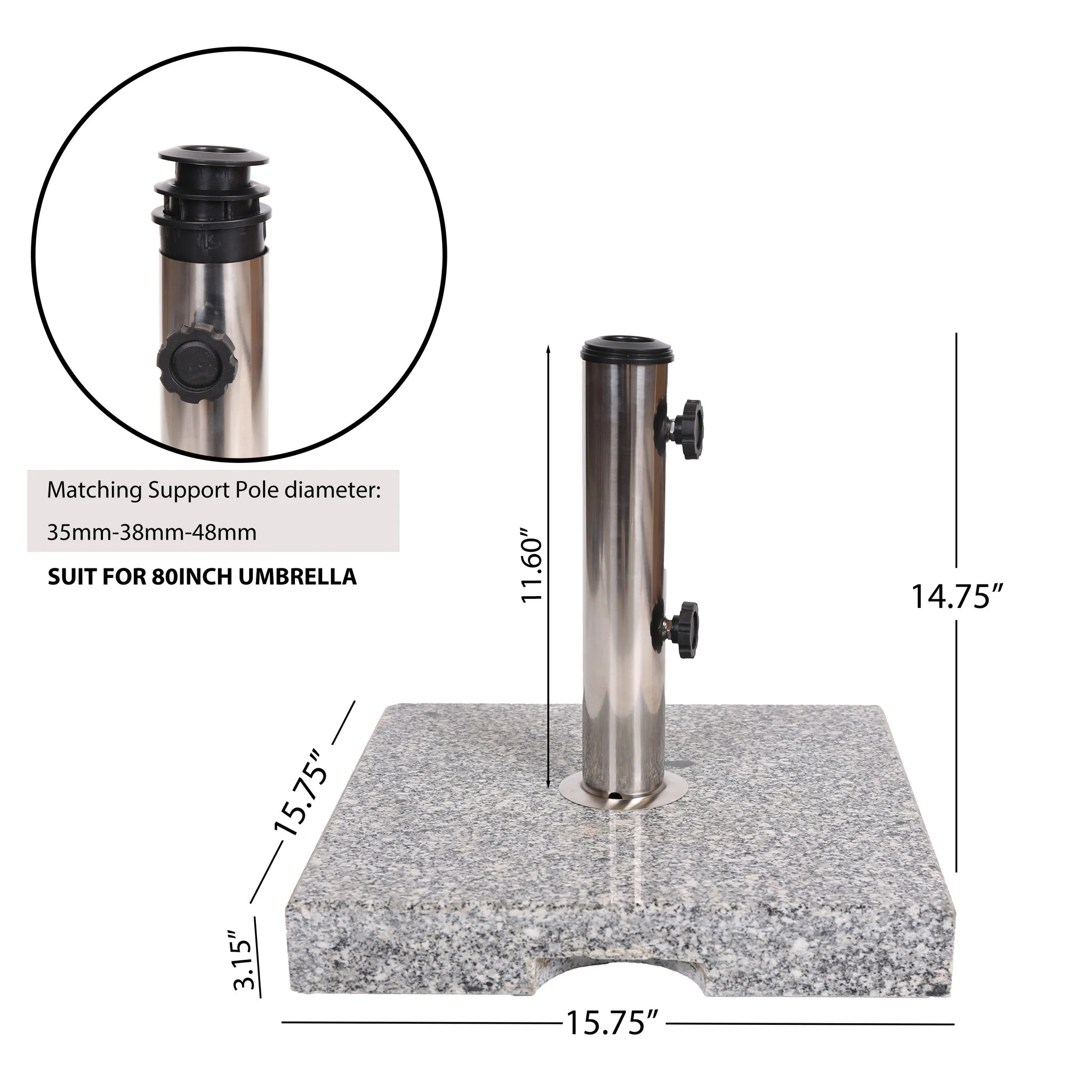 Umbrella Holder Square 55 Lbs Umbrella Base - Natural / Gray - Image 3