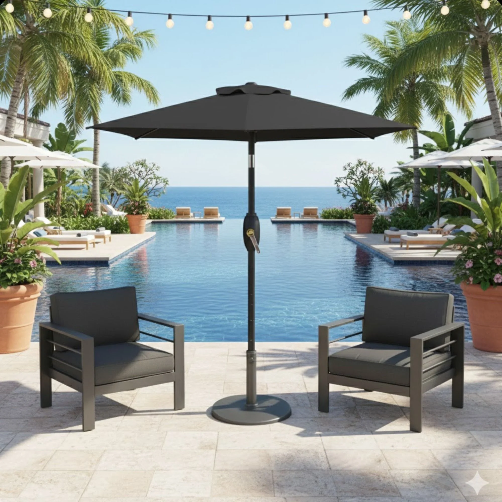 Umbrella With Crank Lift & Tilt, UV-Resistant Canopy For Patio - Image 10