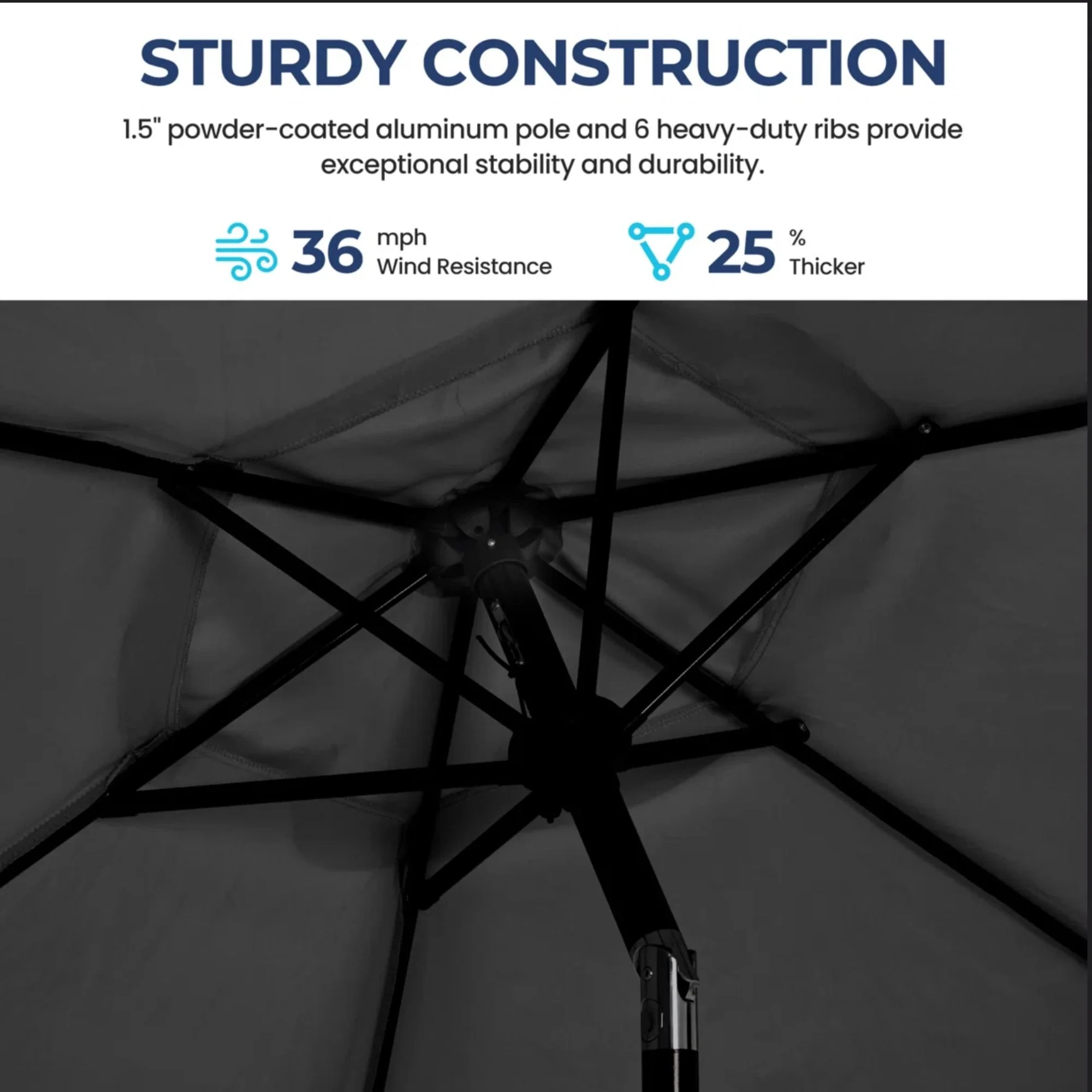 Umbrella With Crank Lift & Tilt, UV-Resistant Canopy For Patio - Image 13