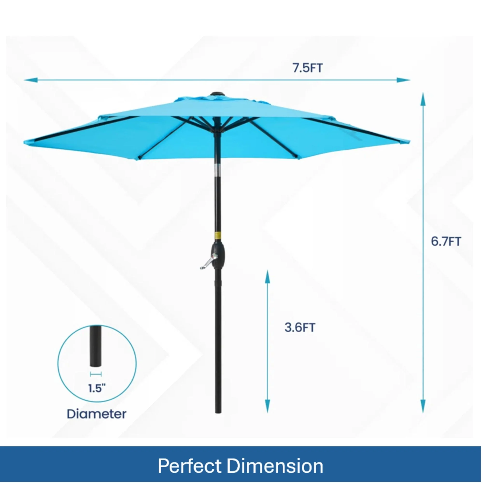 Umbrella With Crank Lift & Tilt, UV-Resistant Canopy For Patio - Image 15