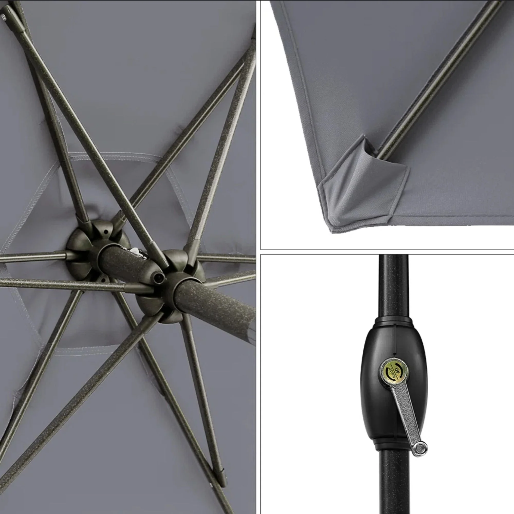 Umbrella With Crank Lift & Tilt, UV-Resistant Canopy For Patio - Image 19