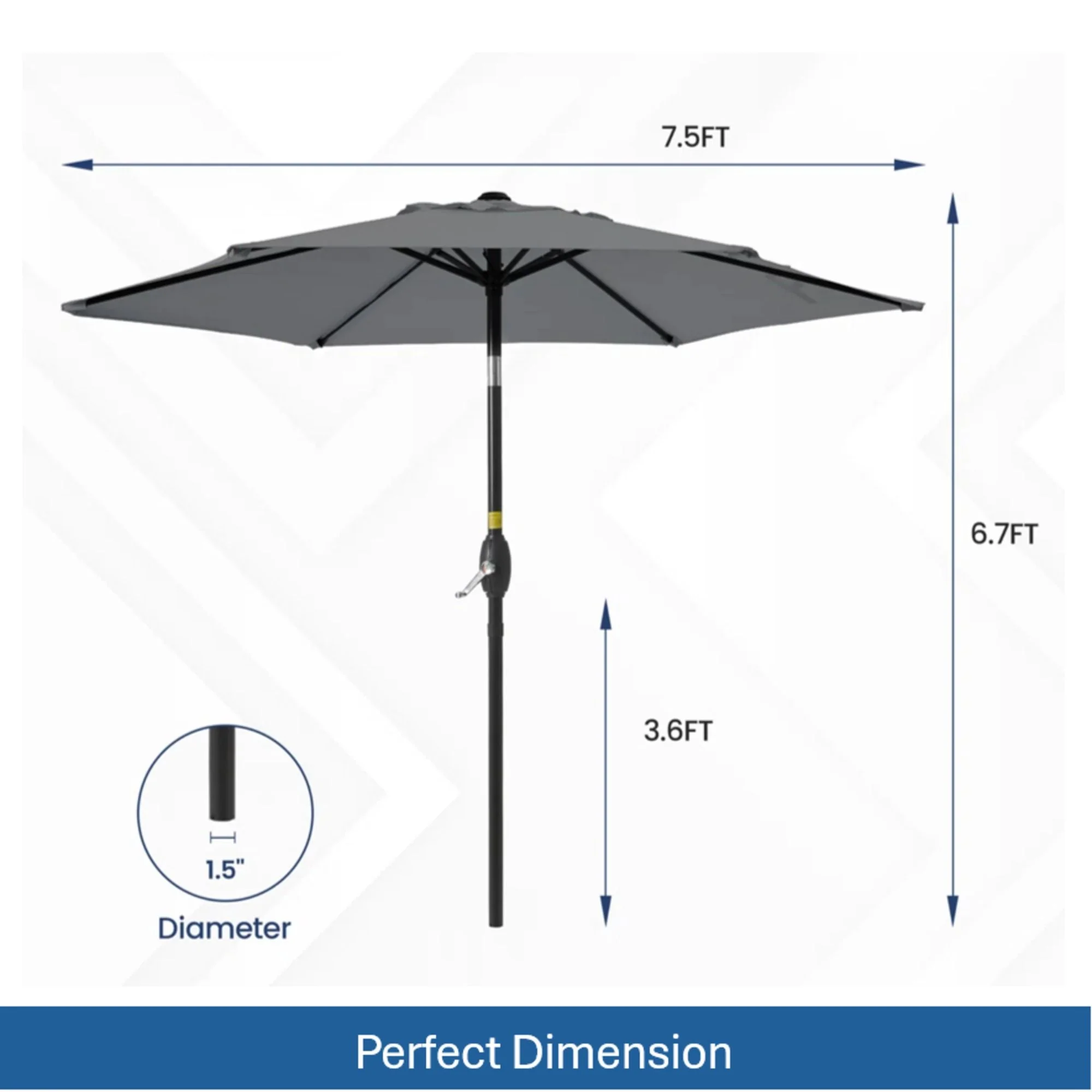 Umbrella With Crank Lift & Tilt, UV-Resistant Canopy For Patio - Image 23