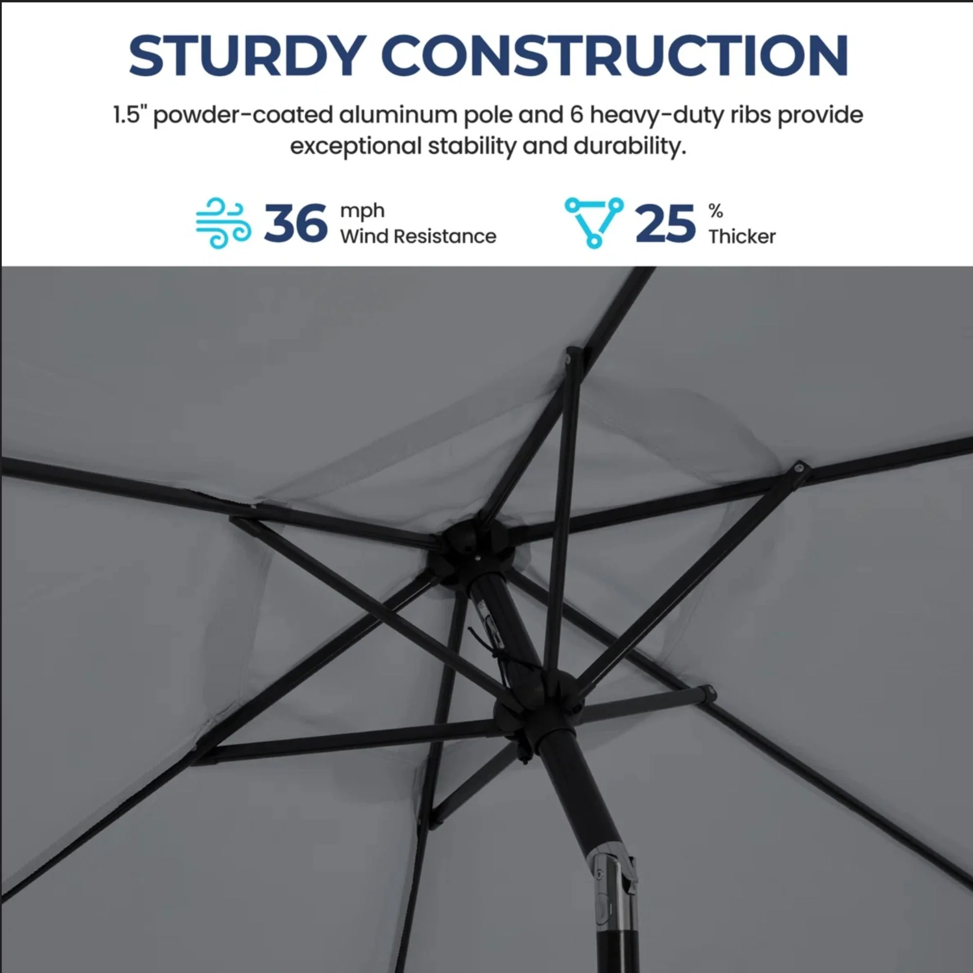 Umbrella With Crank Lift & Tilt, UV-Resistant Canopy For Patio - Image 31
