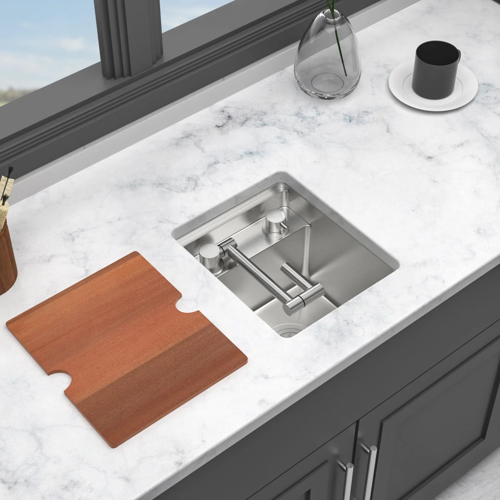 Undermount Bar Sink With Folding Faucet - Image 18