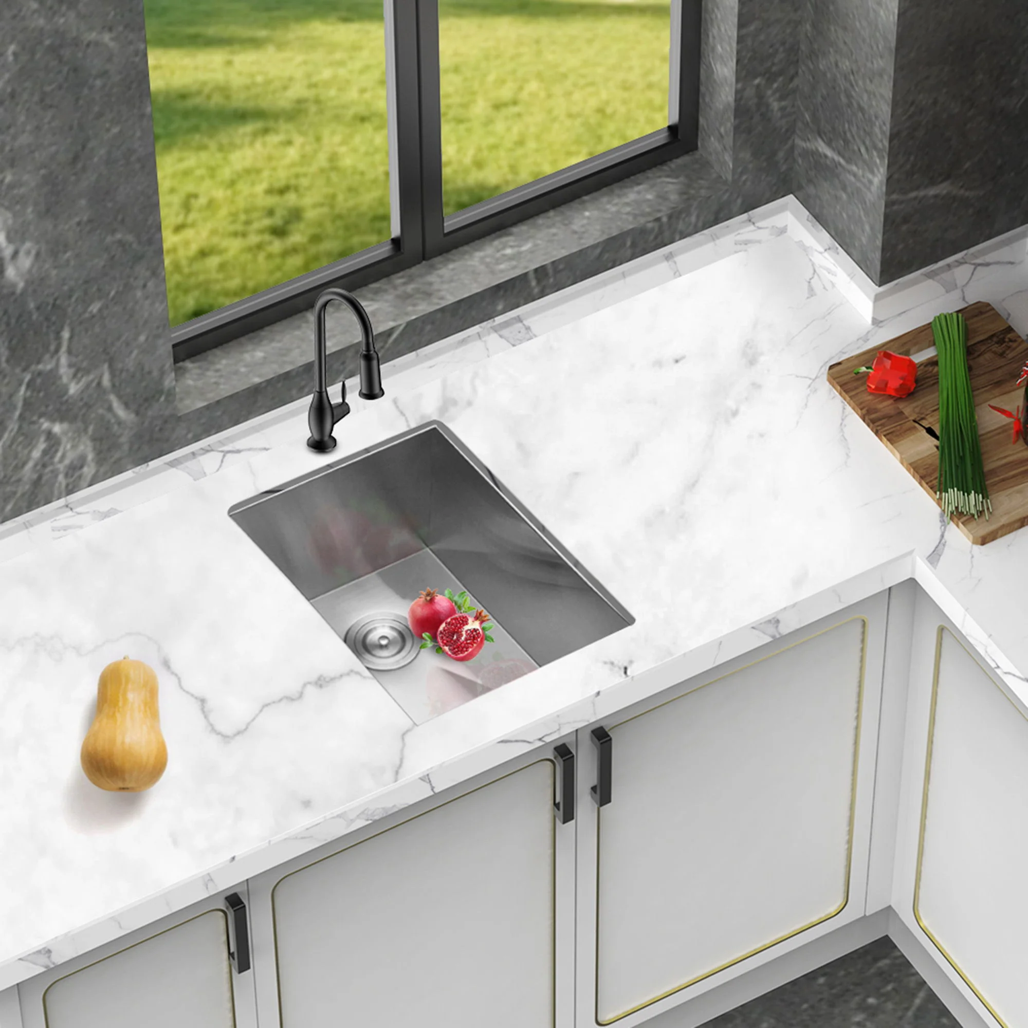 Undermount Stainless Steel Kitchen Sink, Deep Single Bowl Basin - Image 12