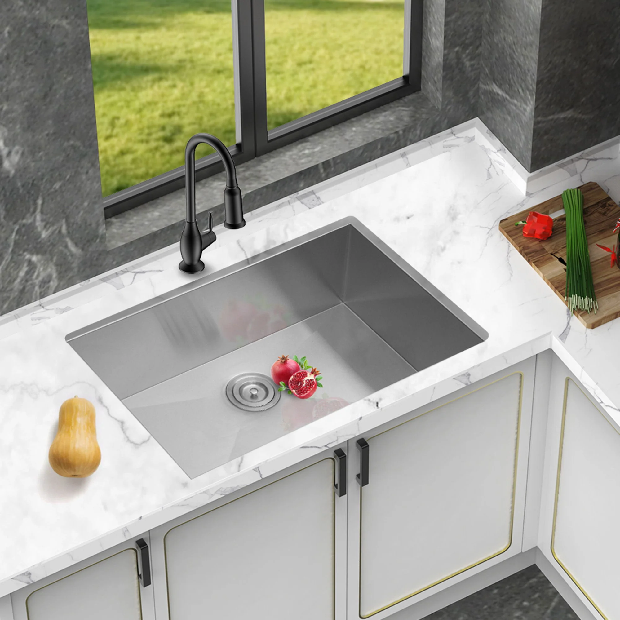 Undermount Stainless Steel Kitchen Sink, Deep Single Bowl Basin - Image 24