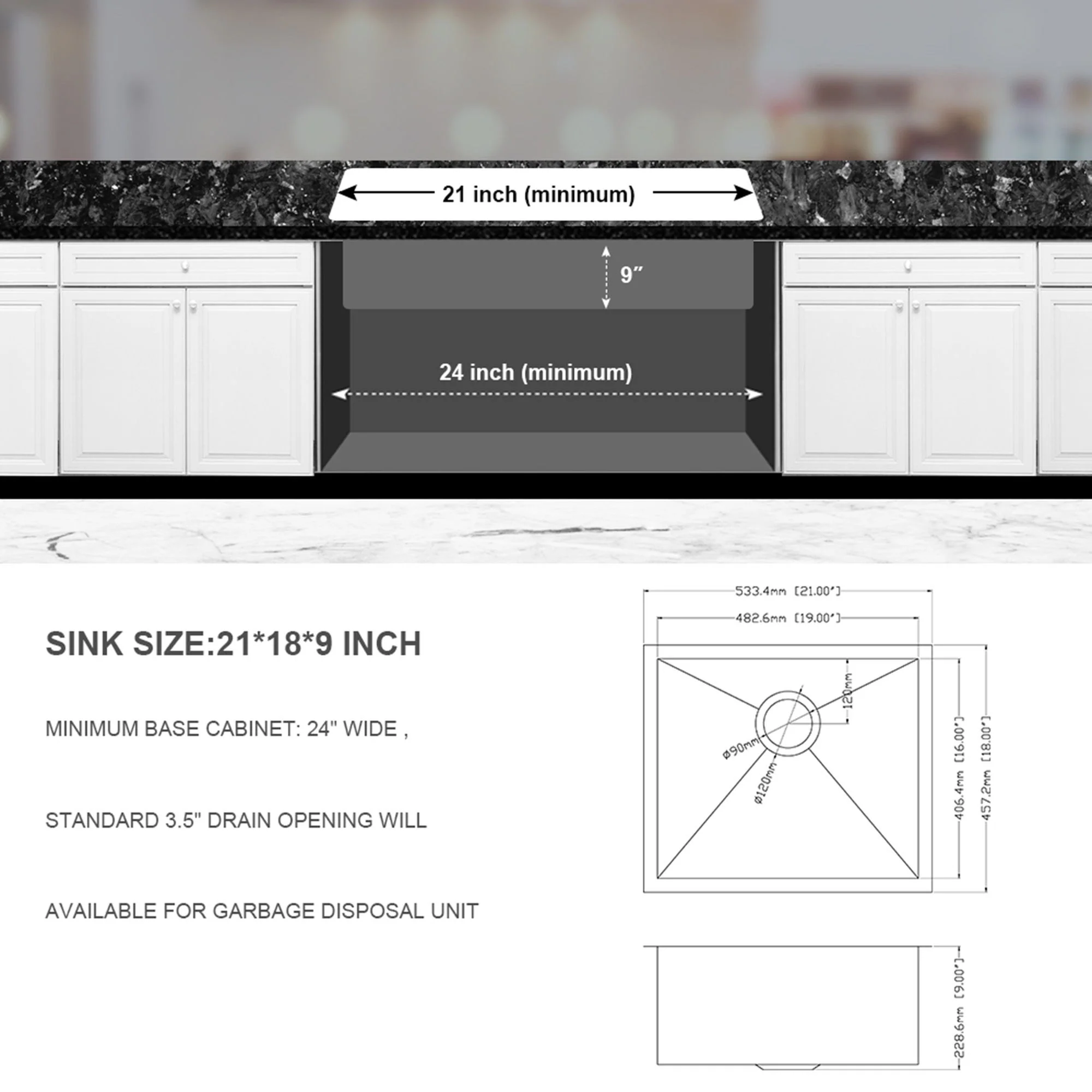 Undermount Stainless Steel Kitchen Sink, Deep Single Bowl Basin - Image 6