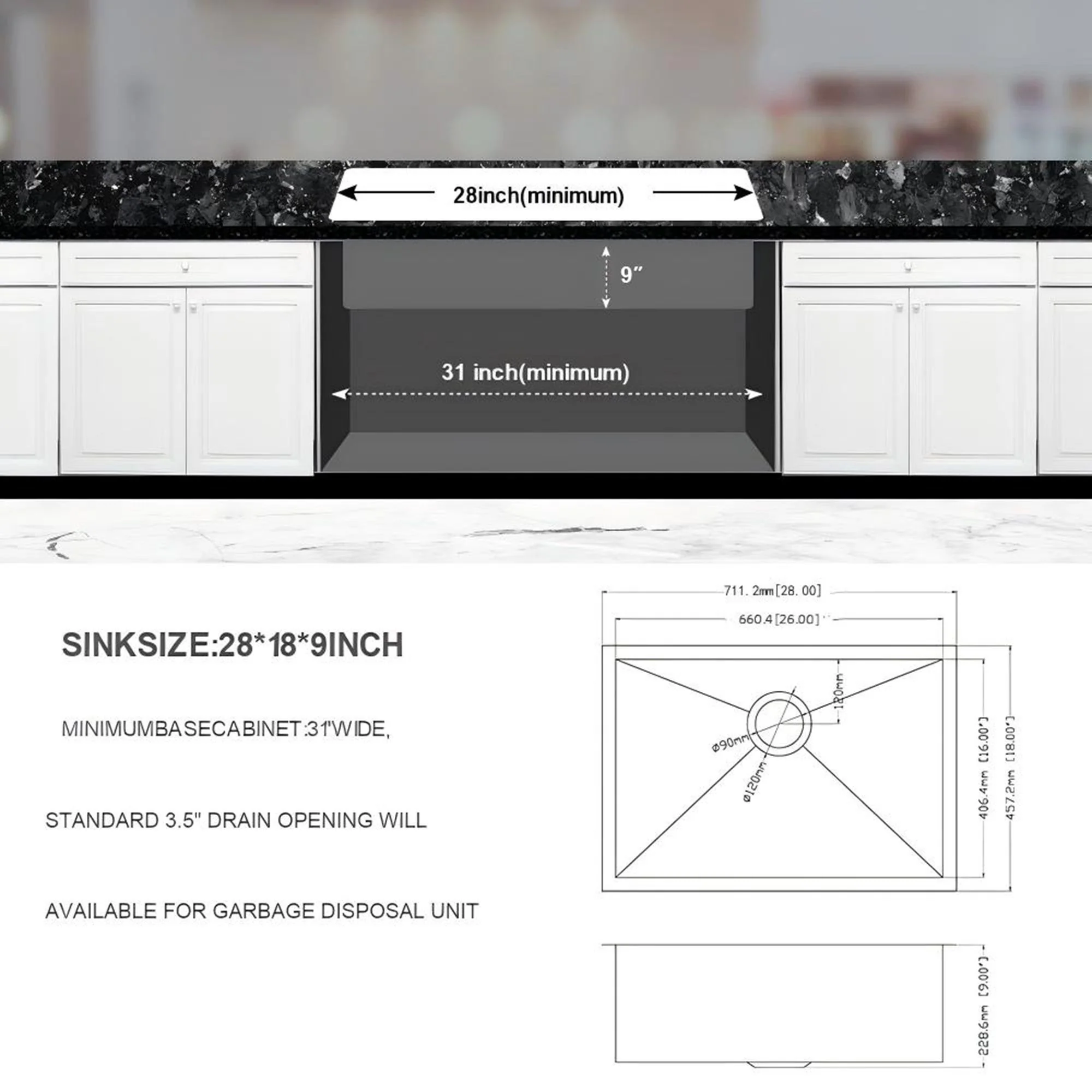Undermount Stainless Steel Kitchen Sink, Deep Single Bowl Basin - Image 9