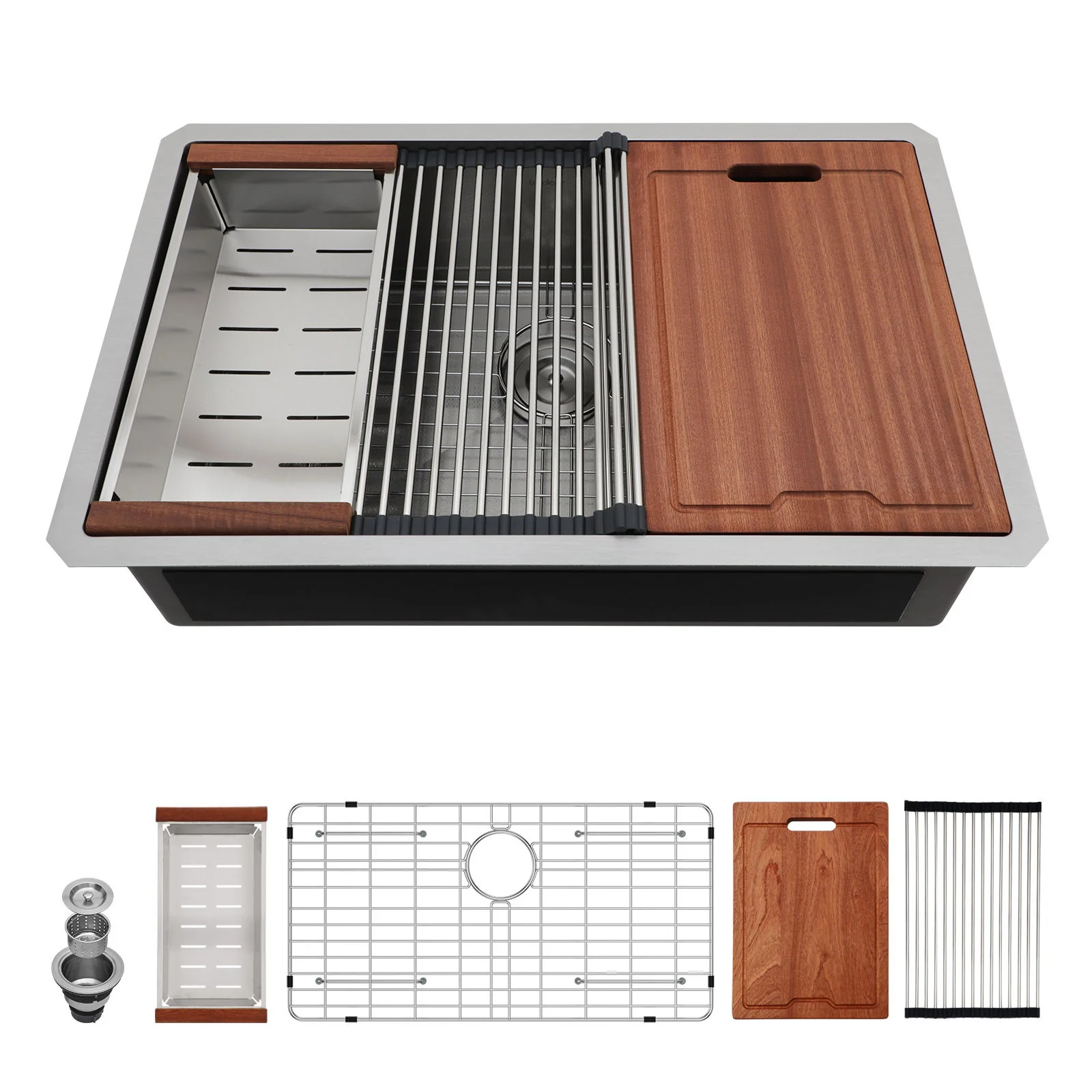 Undermount Workstation Kitchen Sink Stainless Steel Single Bowl - Image 3