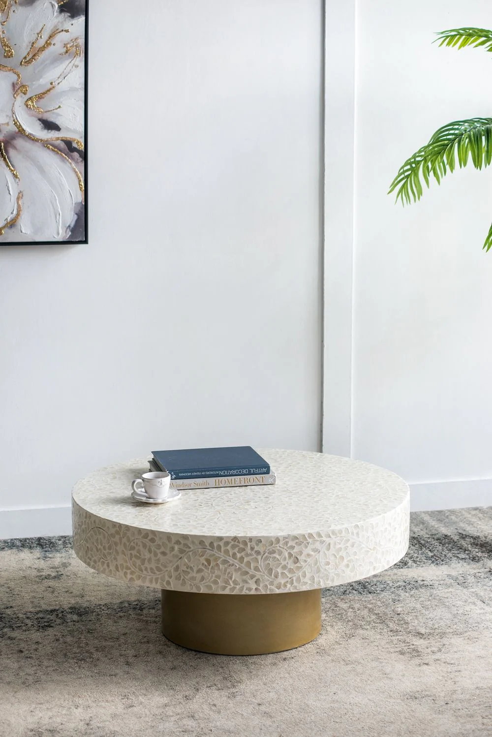 Unique Capiz Coffee Table & Pedestal Base - Image 17