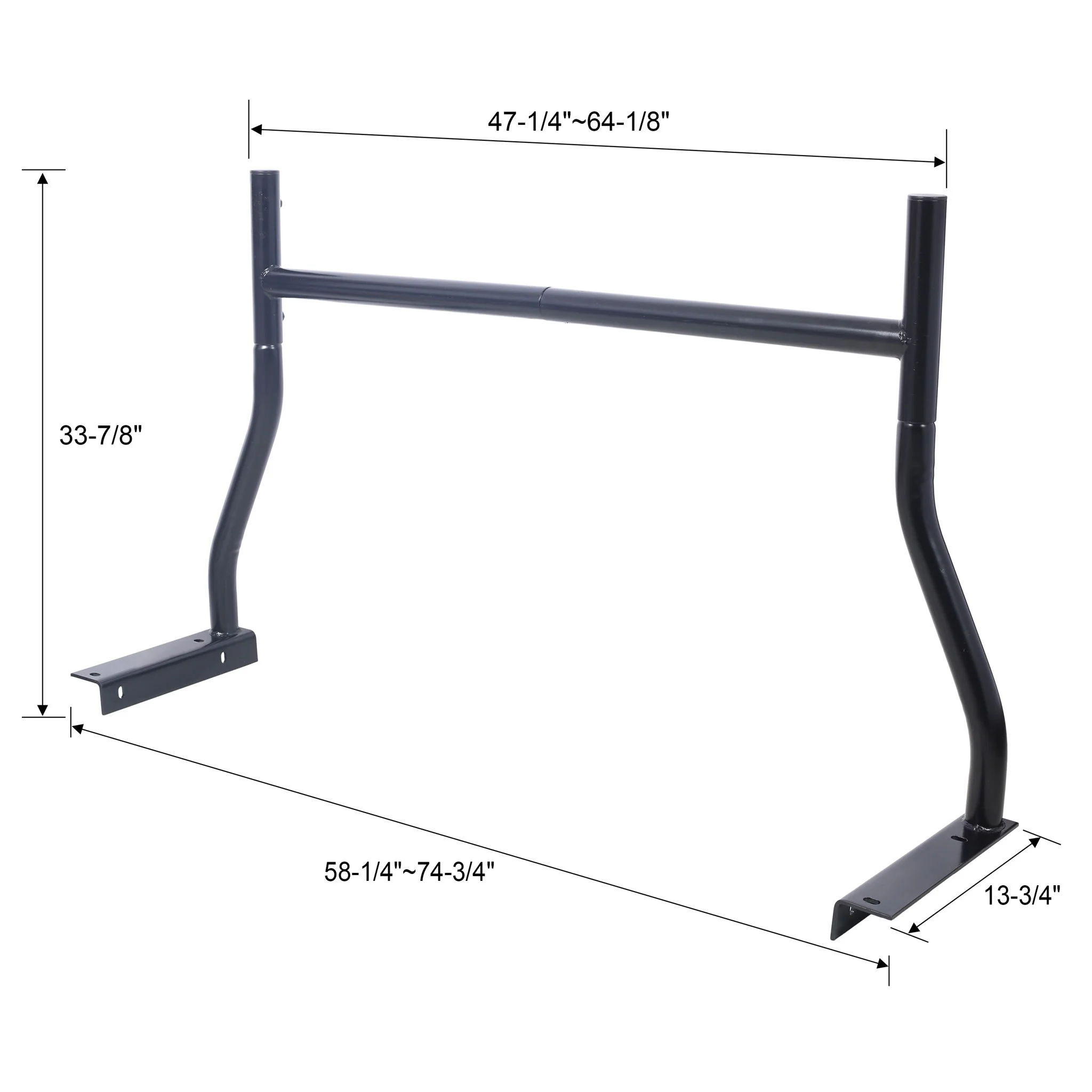 Universal Pick-Up Truck Rack 650 Lbs Adjustable Fit 2-Bars Utility Ladder Truck Cargo Rack - Black - Image 8