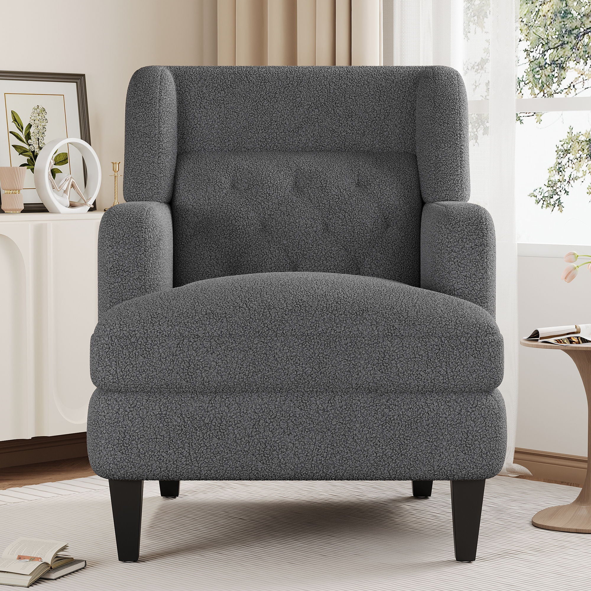 Upholstered Accent Chair Tufted Armchair For Living Room And Bedroom - Image 20
