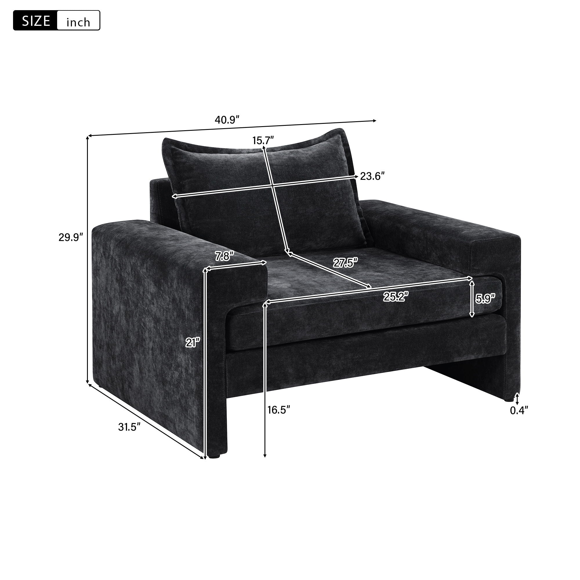 Upholstered Accent Chair With Wide Armrests And Ergonomic Back Support - Image 9