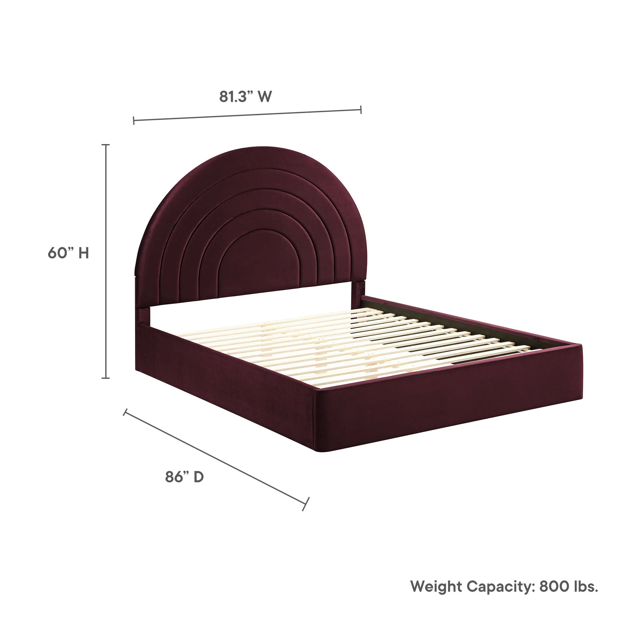 Upholstered Arched Platform Bed with Layered Headboard - Image 93