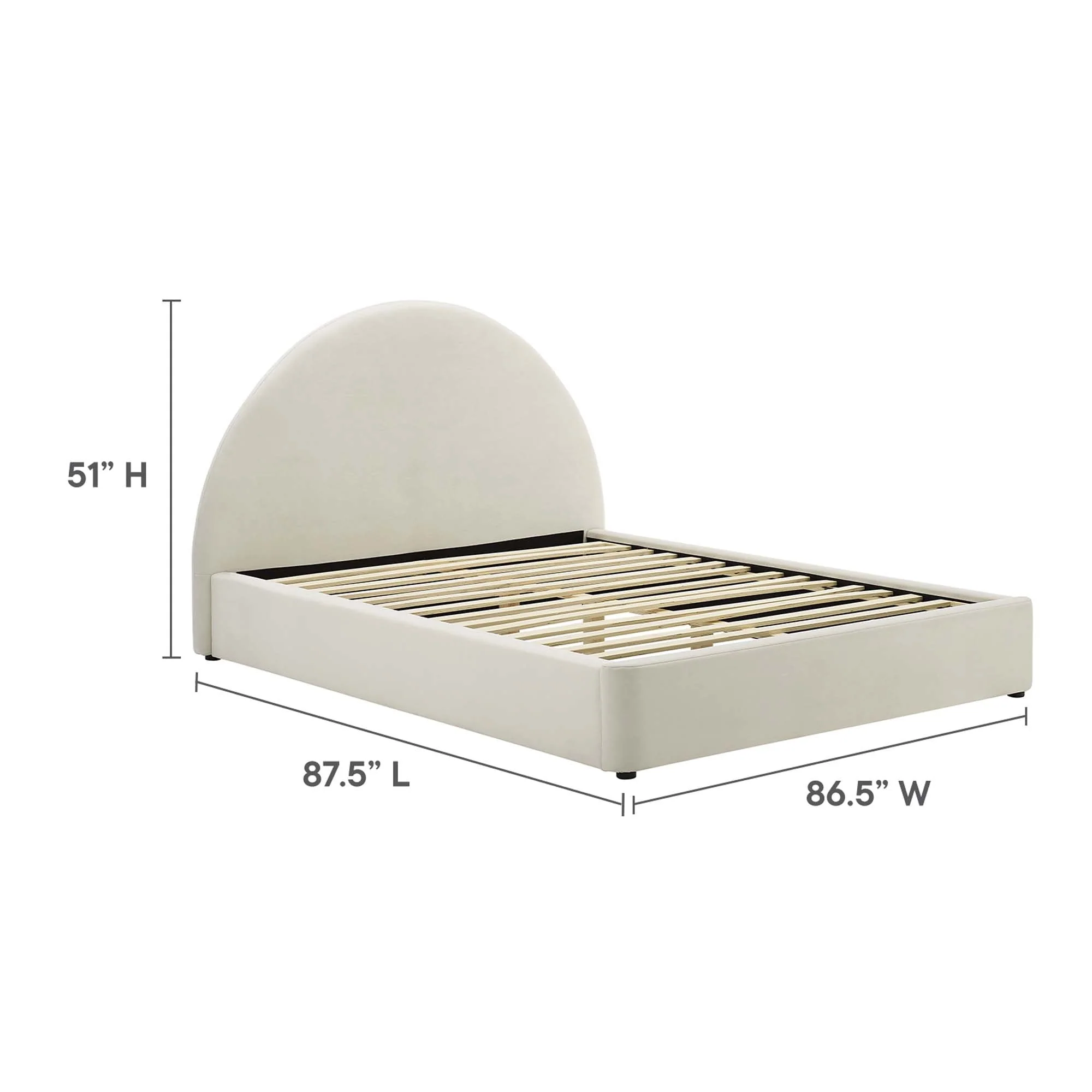 Upholstered Arched Platform Bed with Performance Velvet - Image 38