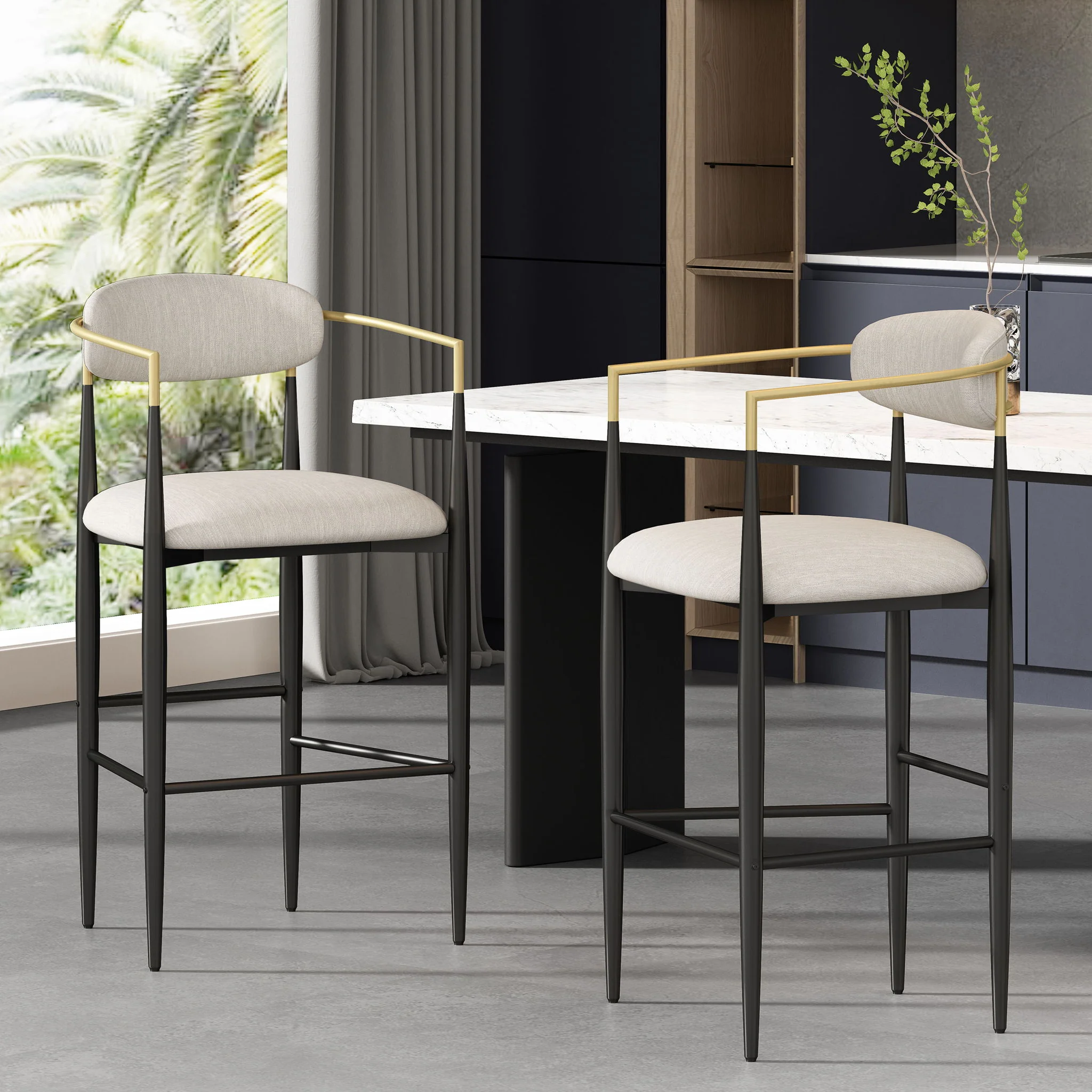 Upholstered Bar Stools With Backs For Kitchen Island (Set of 2) - Image 8