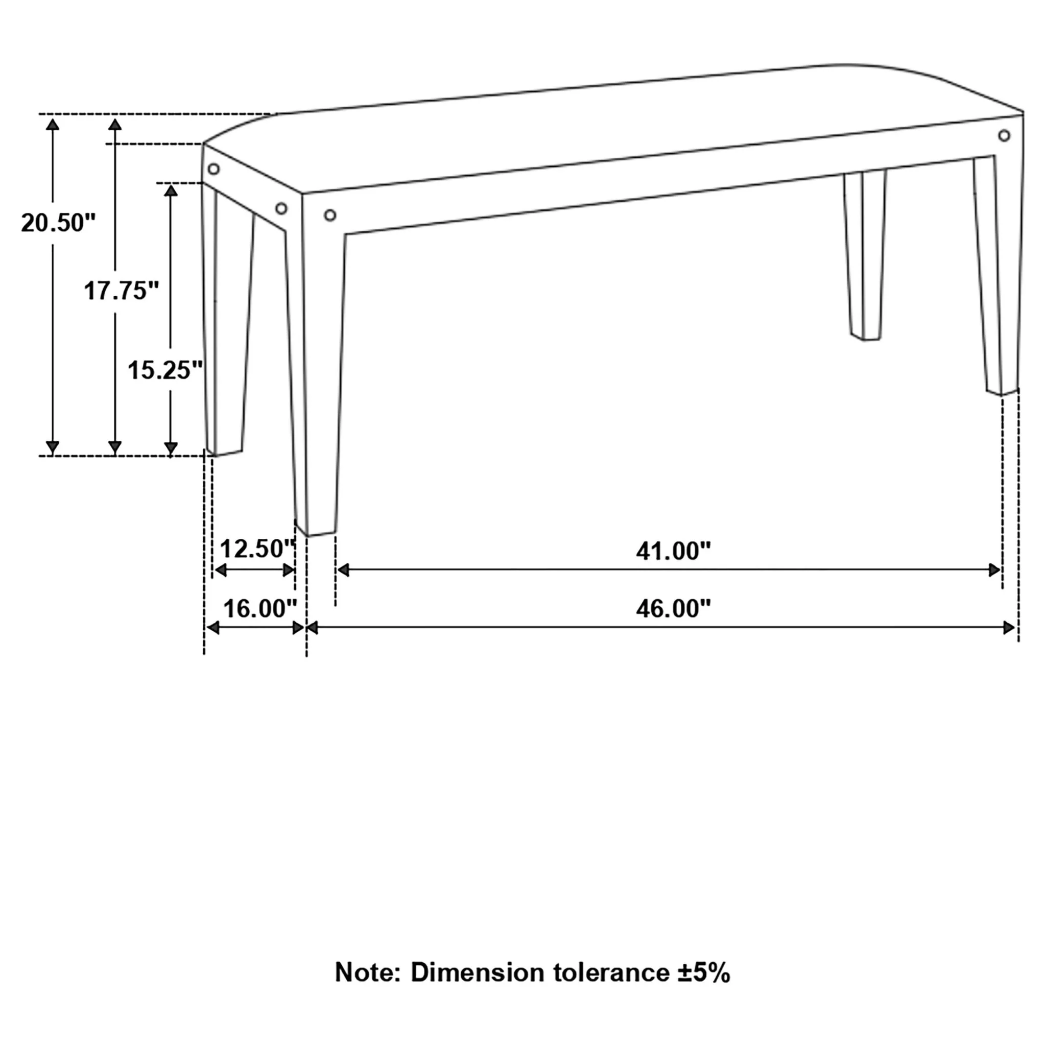 Upholstered Bench - Black - Image 4