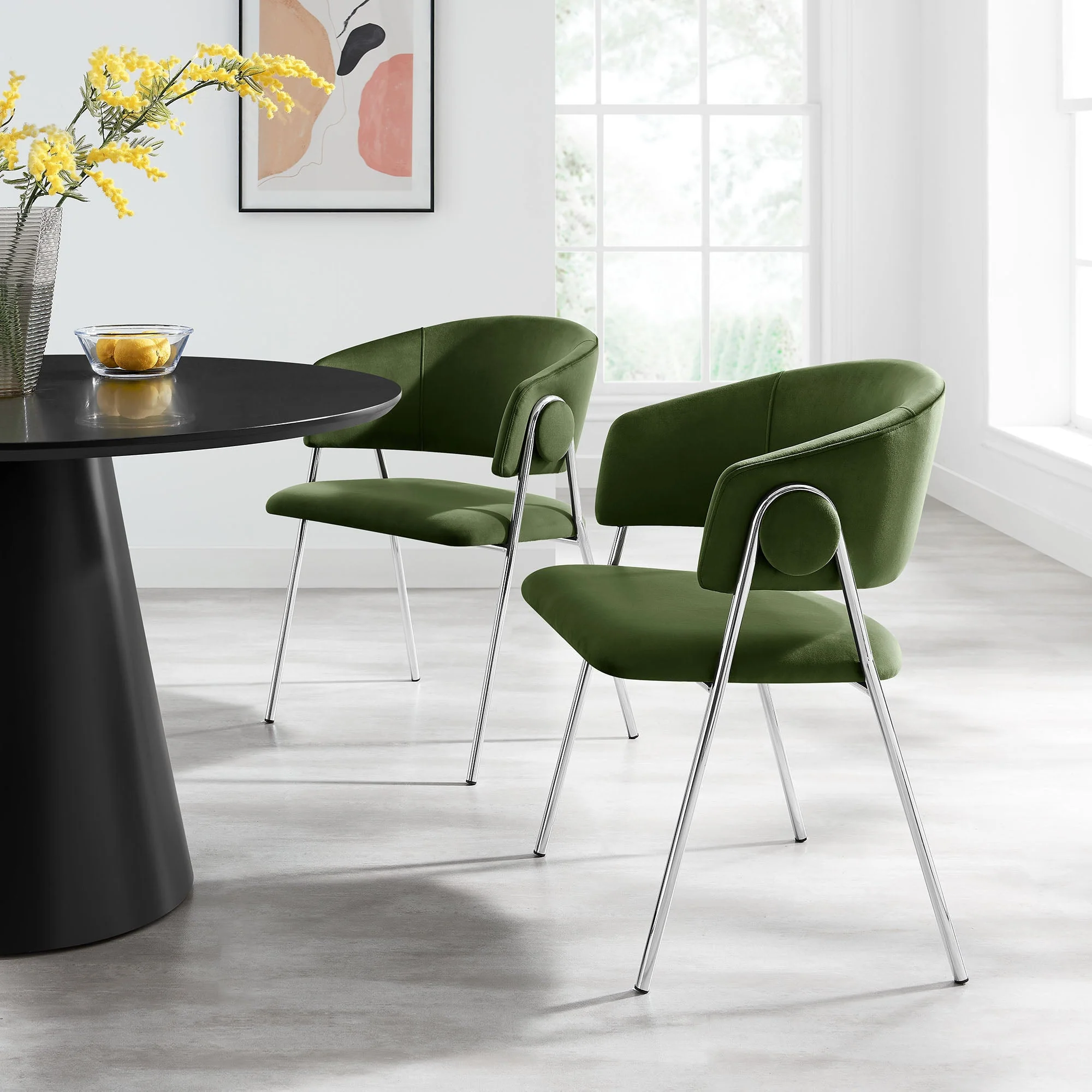 Upholstered Chenille Barrel Dining Chairs Set of 2 - Image 24