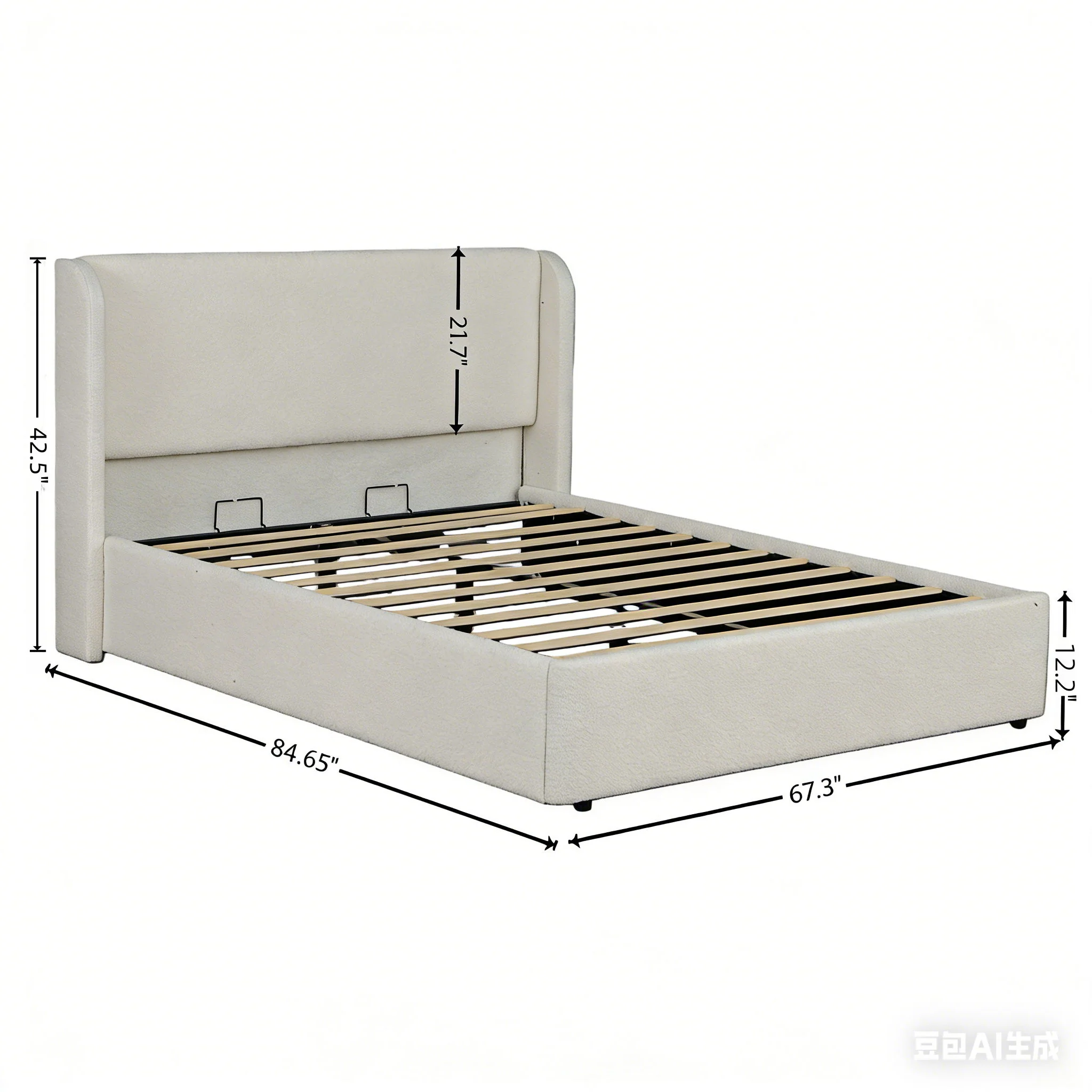 Upholstered Cloud Bed Frame With Headboard - Image 3