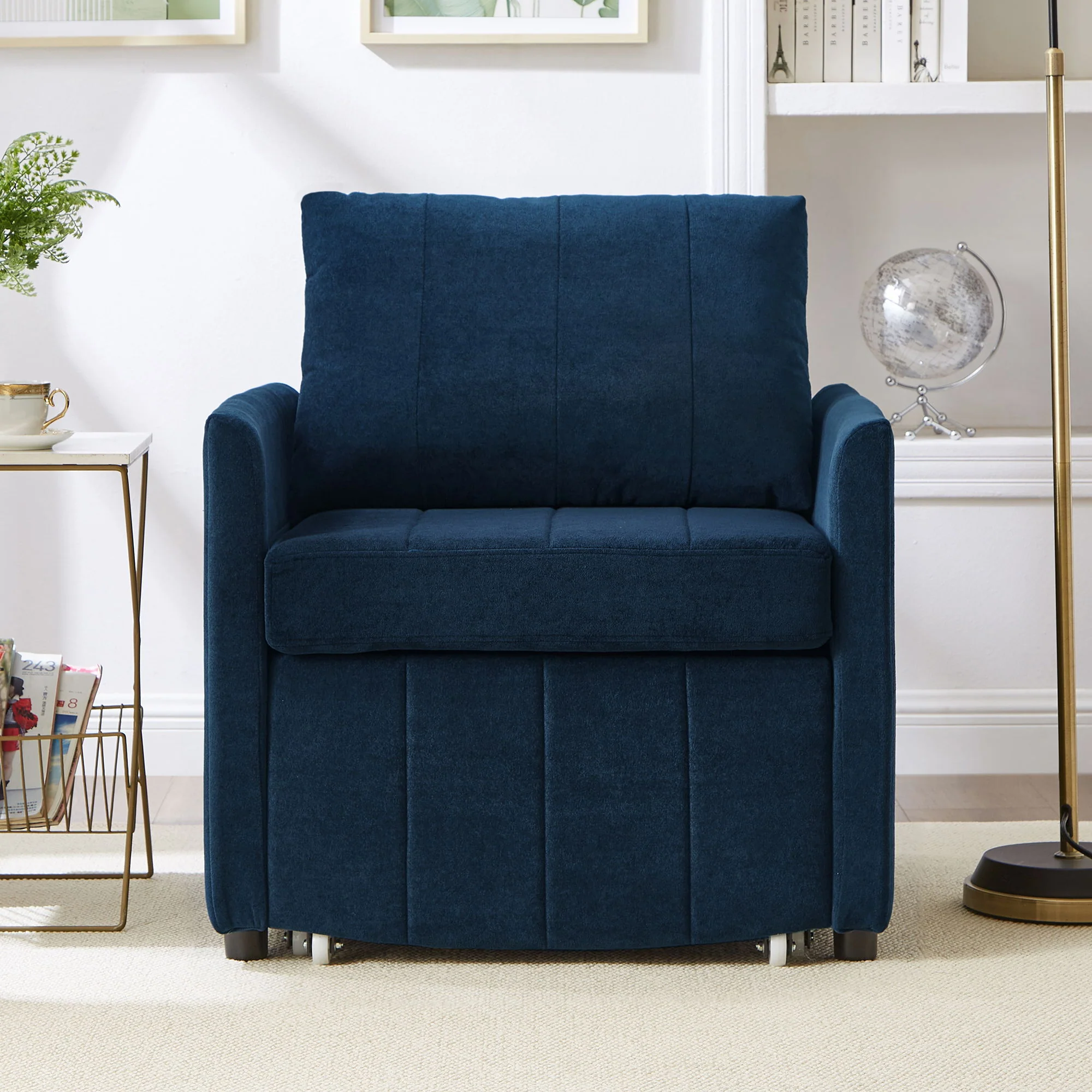 Upholstered Convertible Sleeper Sofa With 5 Position Backrest, Side Pockets, Storage - Image 11