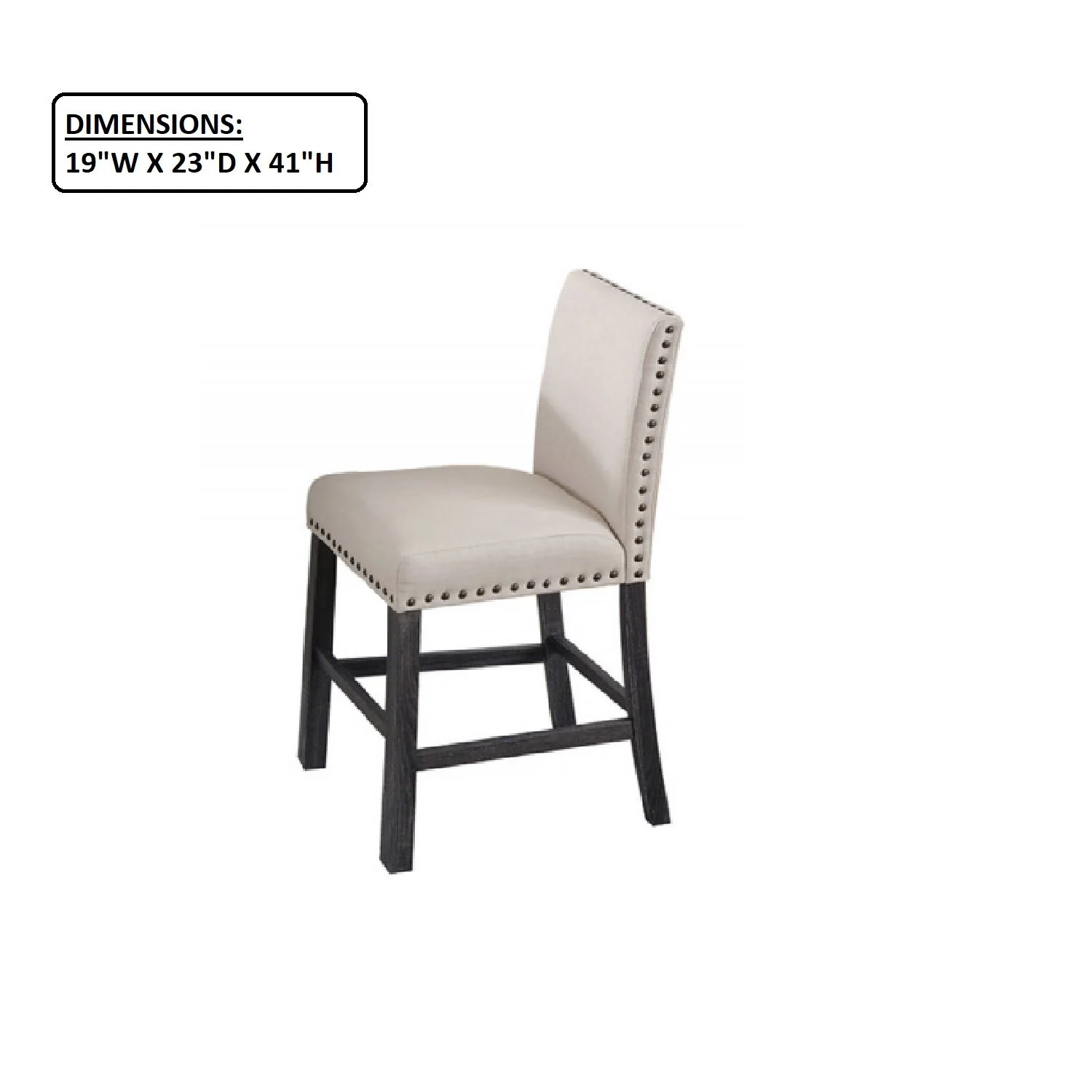 Upholstered Counter Dining Chair, Nailhead Trim (Set of 2) - Natural - Image 6