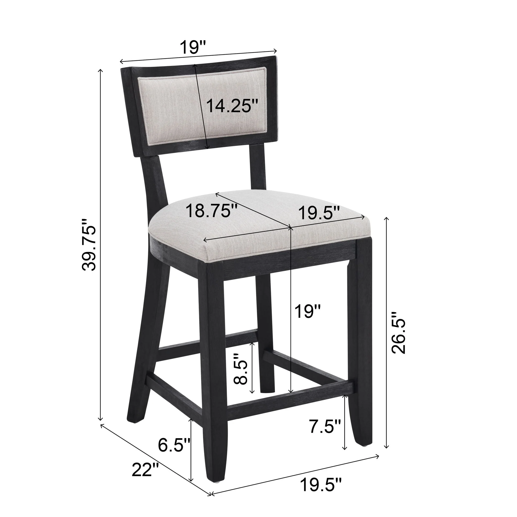 Upholstered Counter Height Bar Stools With Comfy Back (Set of 2) - Image 10