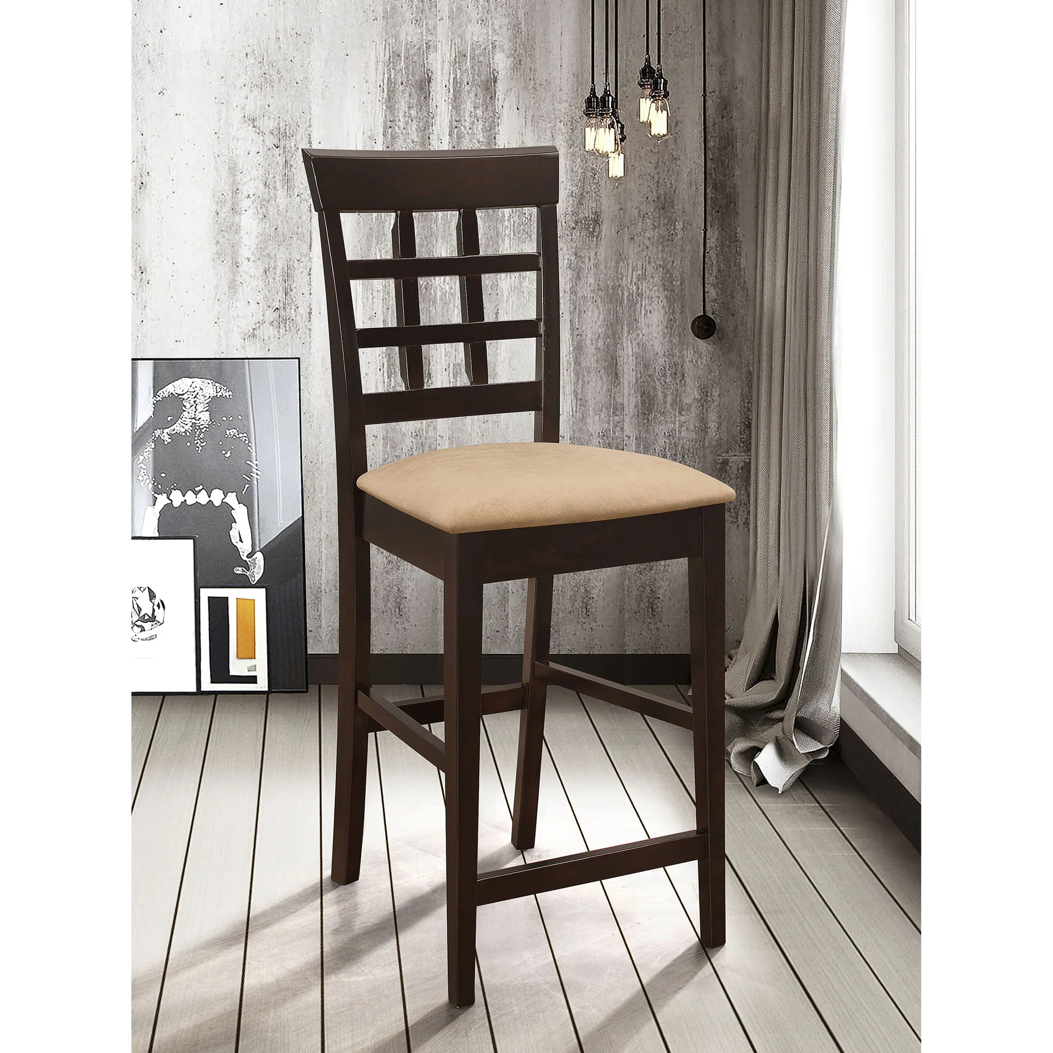 Upholstered Counter Height Stools (Set of 2) - Brown / Beige - Image 5
