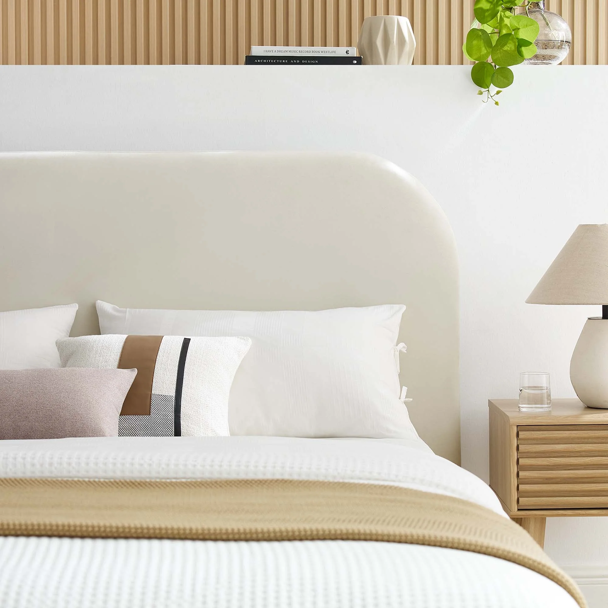 Upholstered Curved Platform Bed with Performance Velvet - Image 34