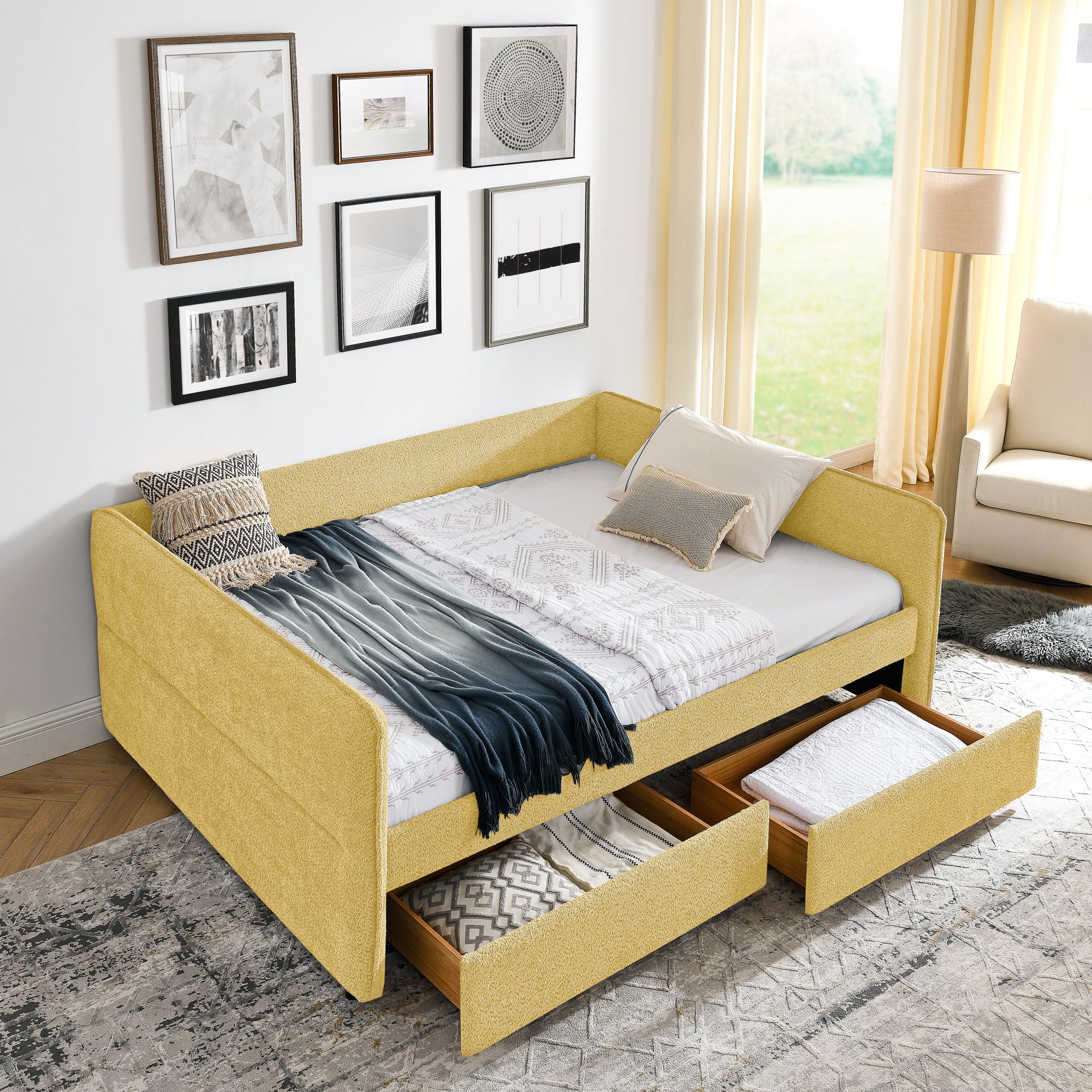 Upholstered Daybed & 2 Drawers - Image 17