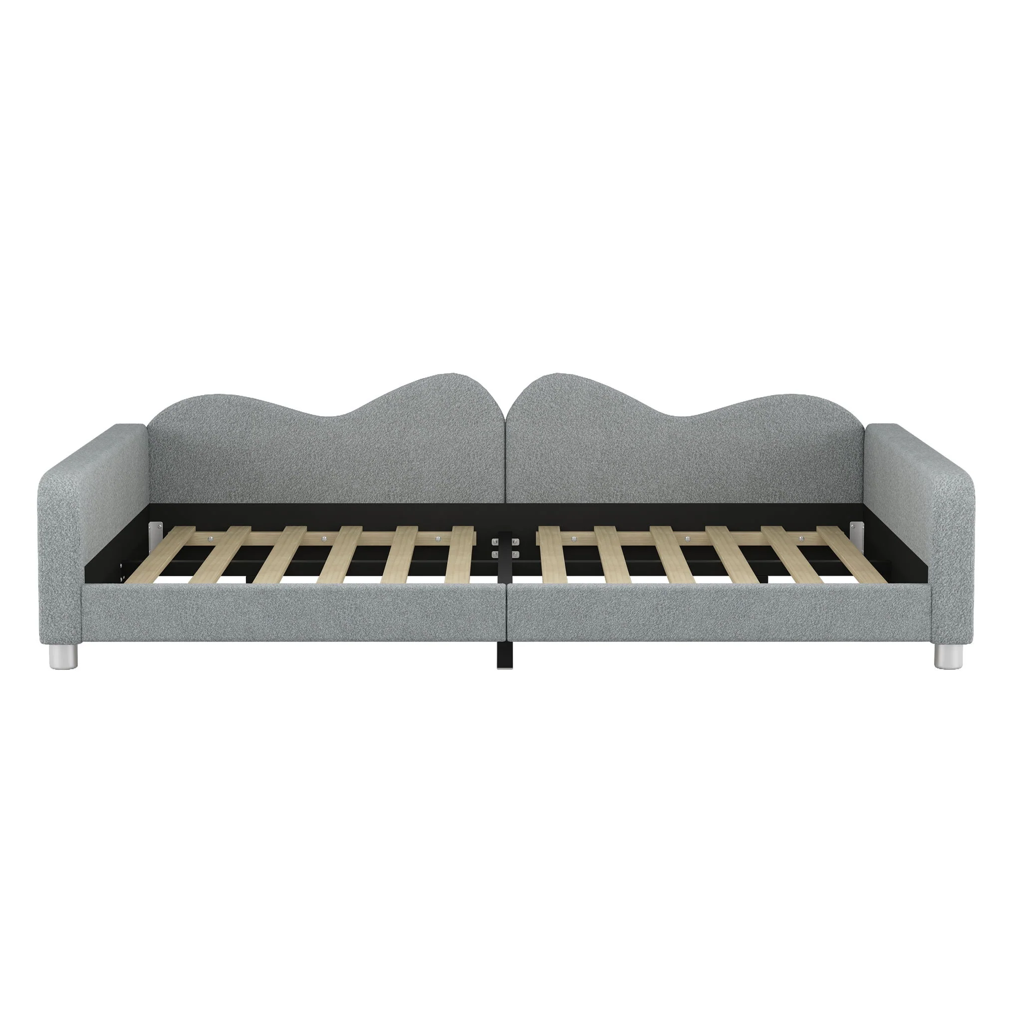 Upholstered Daybed, Sherpa Fabric Sofabed With Cloud-Shaped Backrest - Image 18