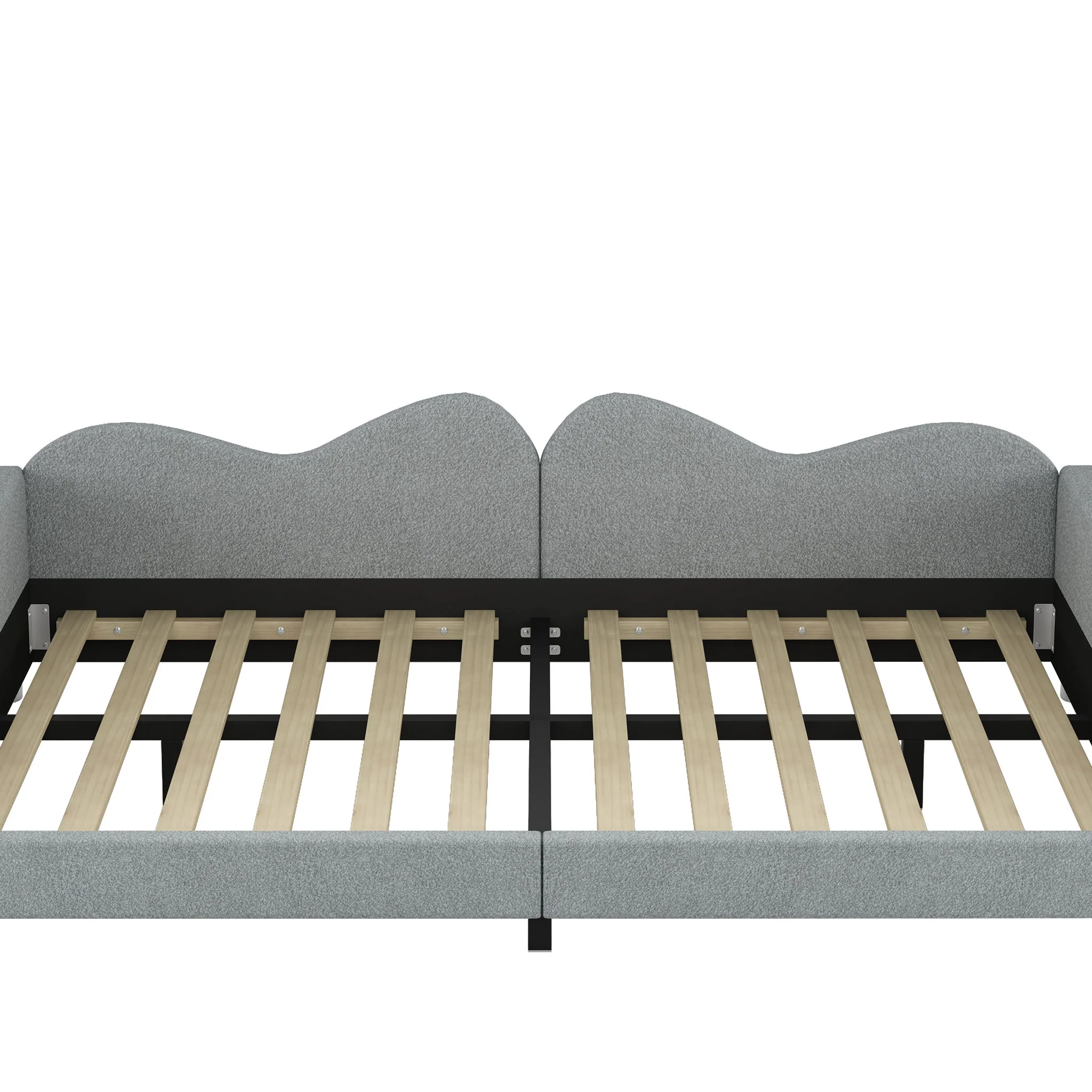 Upholstered Daybed, Sherpa Fabric Sofabed With Cloud-Shaped Backrest - Image 9